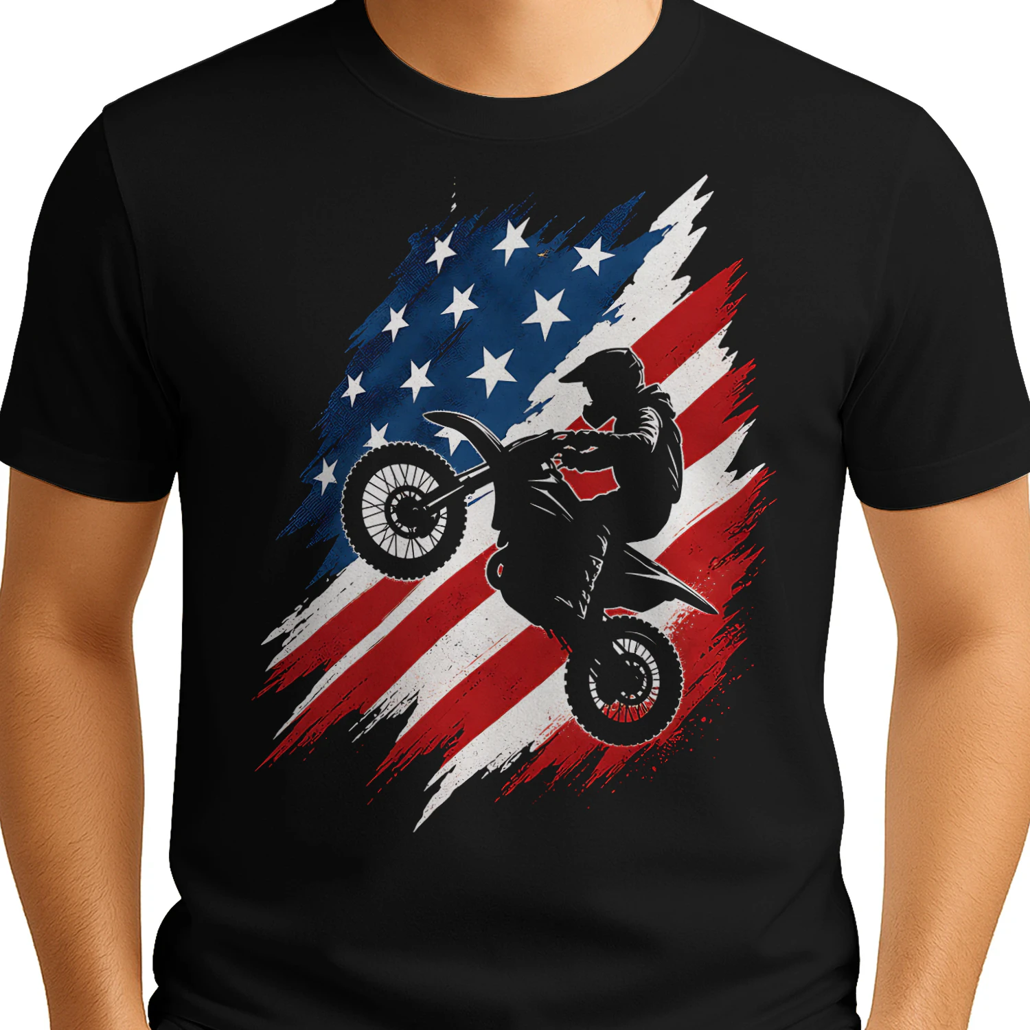 American Flag Jump Stunt Rider Motorcross T Shirt MTC0003