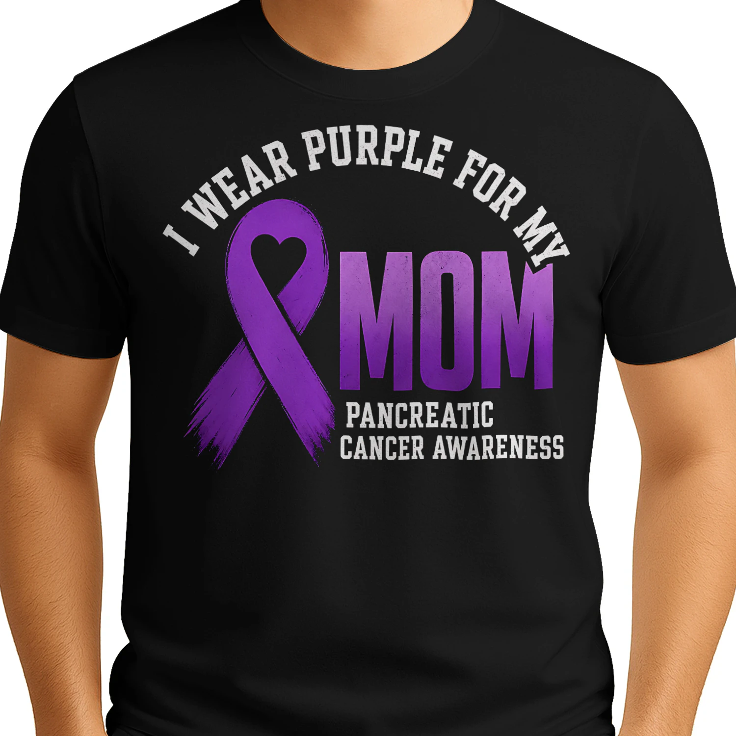 Purple Ribbon For My Mom Pancreatic Cancer T Shirt PCC0074