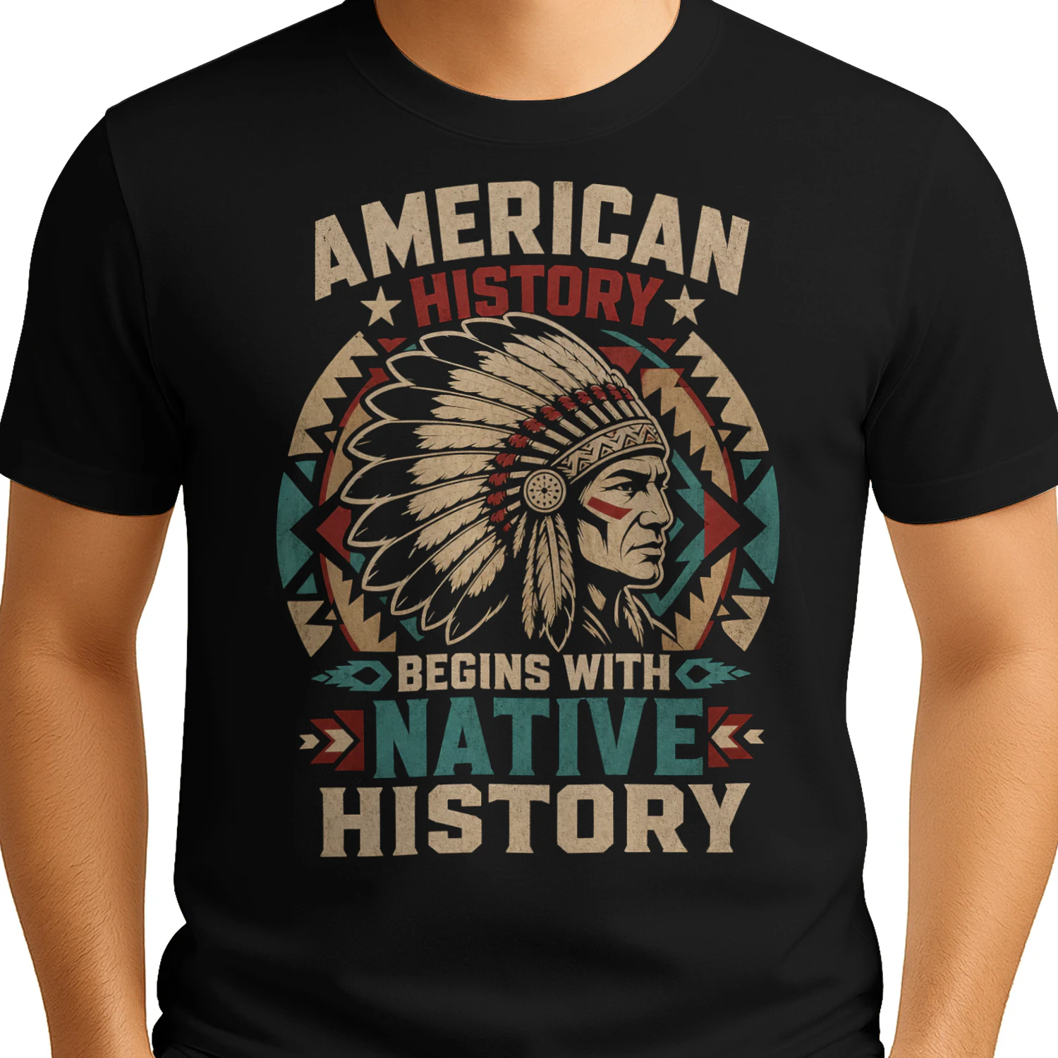American History Begins Native American T Shirt NTA0006