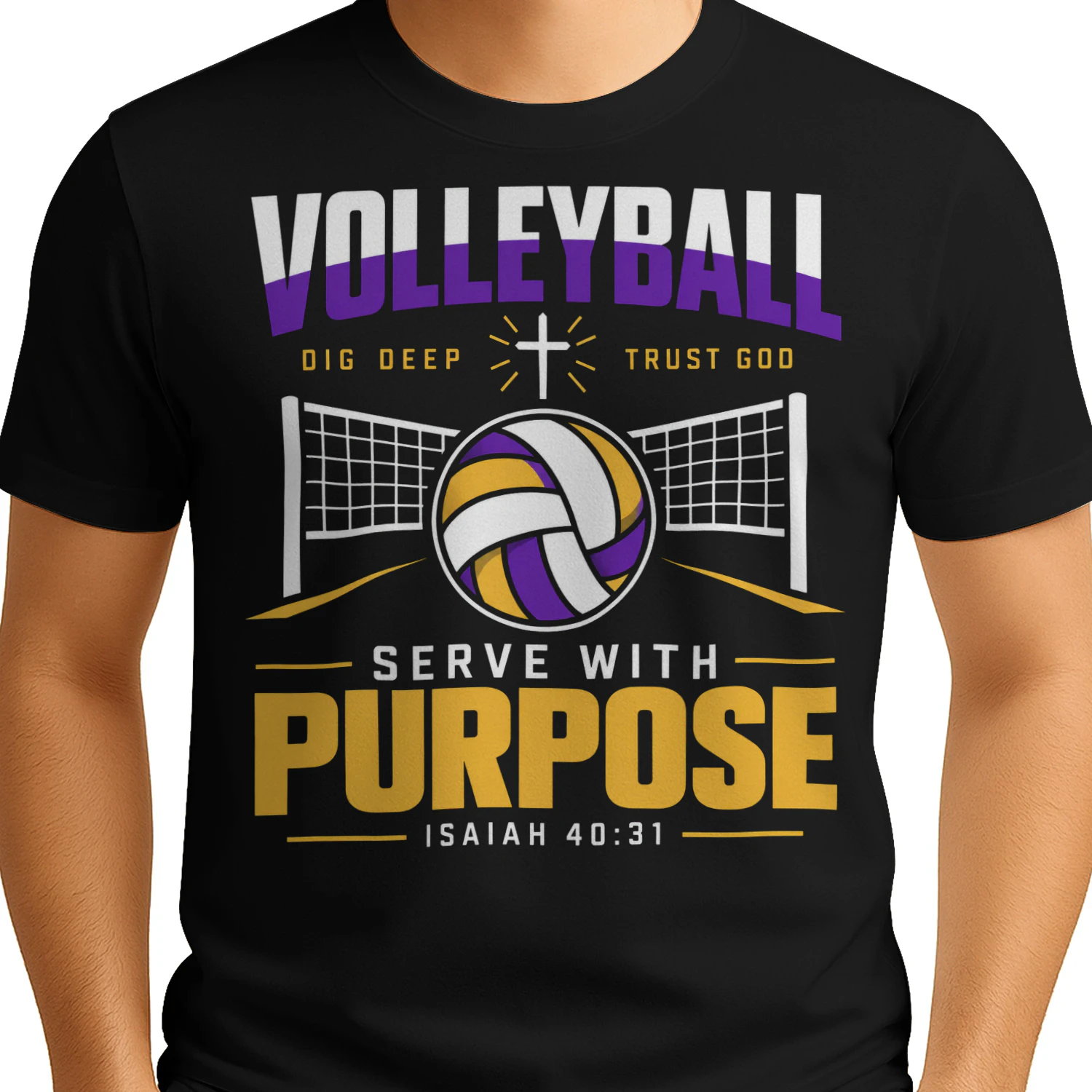 Serve With Purpose Net Court Volleyball T Shirt VOL0062