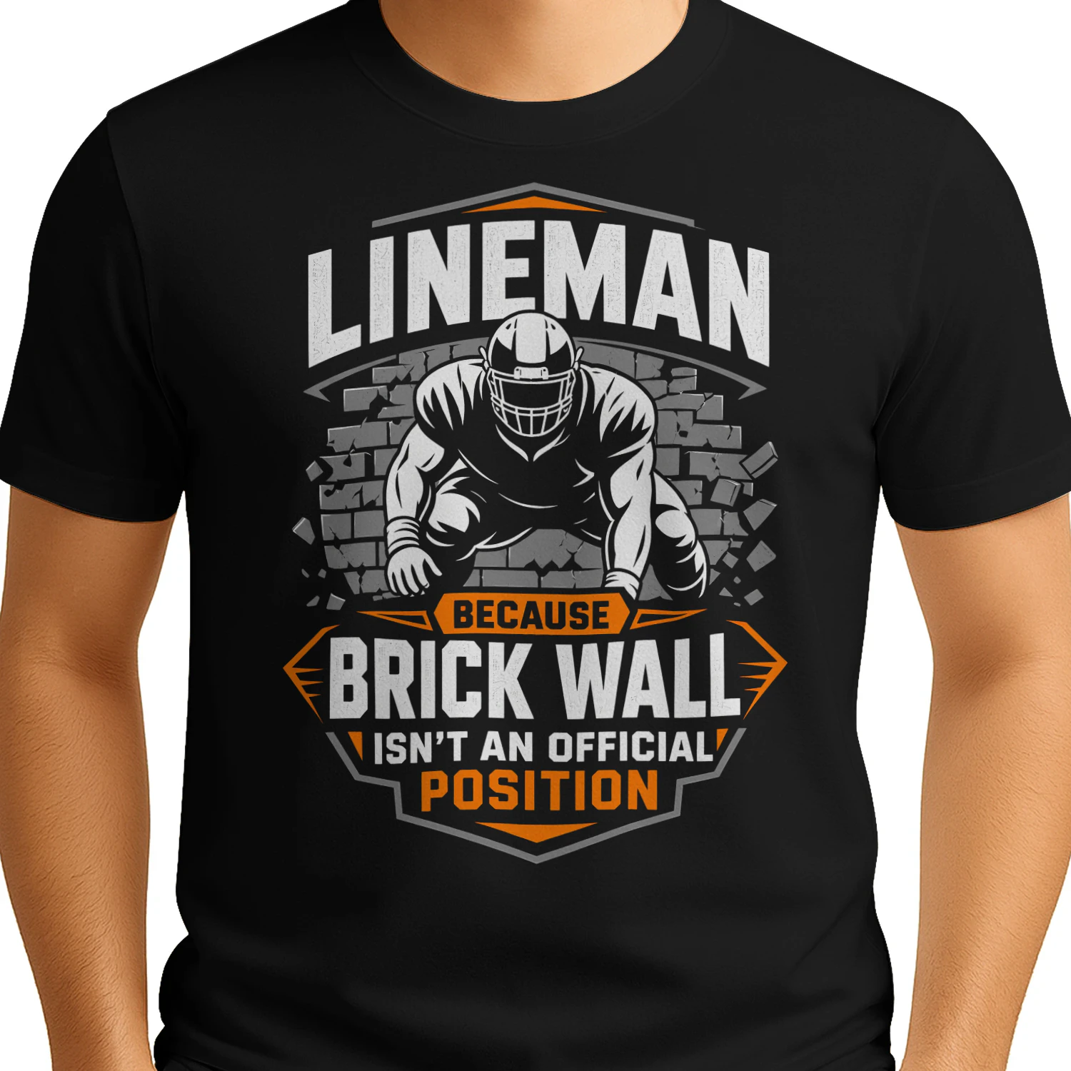 Lineman Brick Wall Funny American Football T Shirt FOB0053