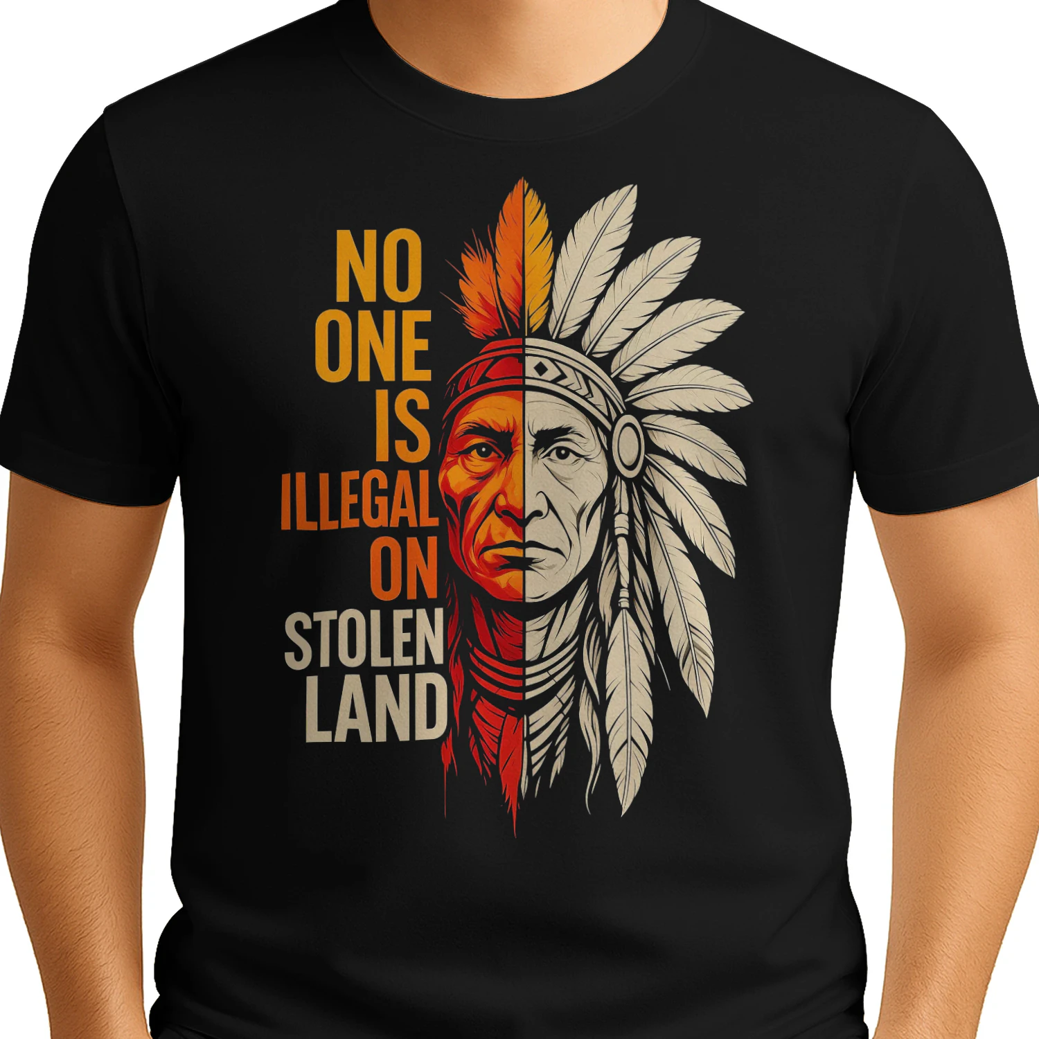 Illegal On Stolen Land Native American T Shirt NTA0022