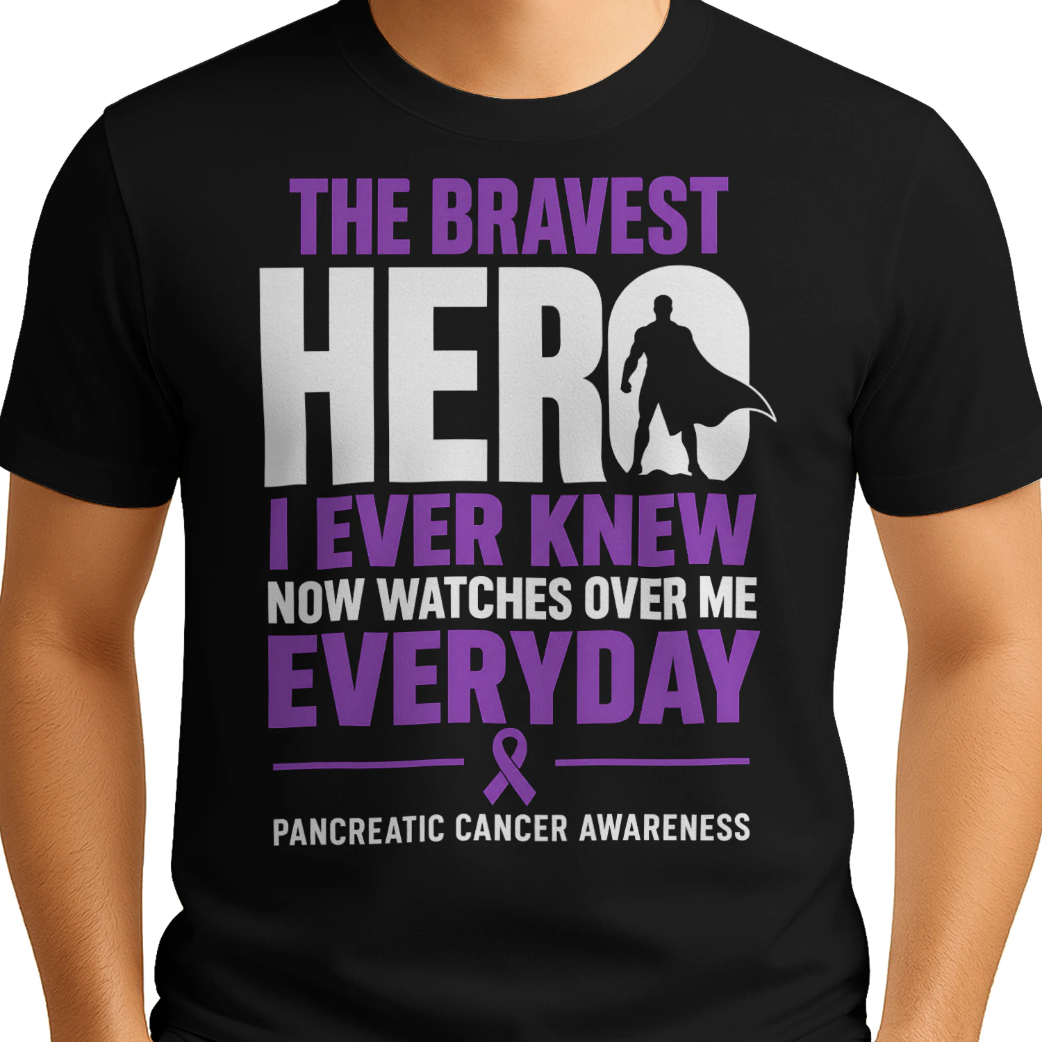 The Bravest Hero Watches Over Me Pancreatic Cancer T Shirt PCC0081