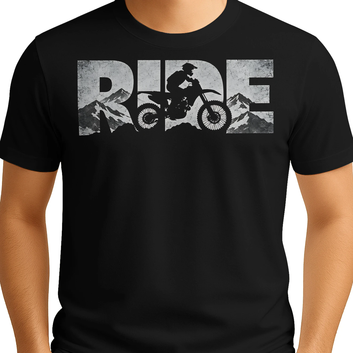 Ride Lettering With Bike Silhouette Motorcross T Shirt MTC0044