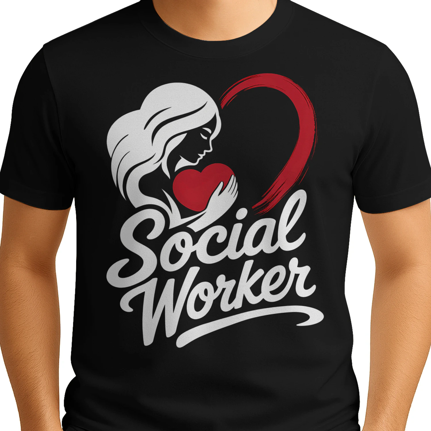 Woman Holding Heart Loving Social Worker T Shirt SSW0038