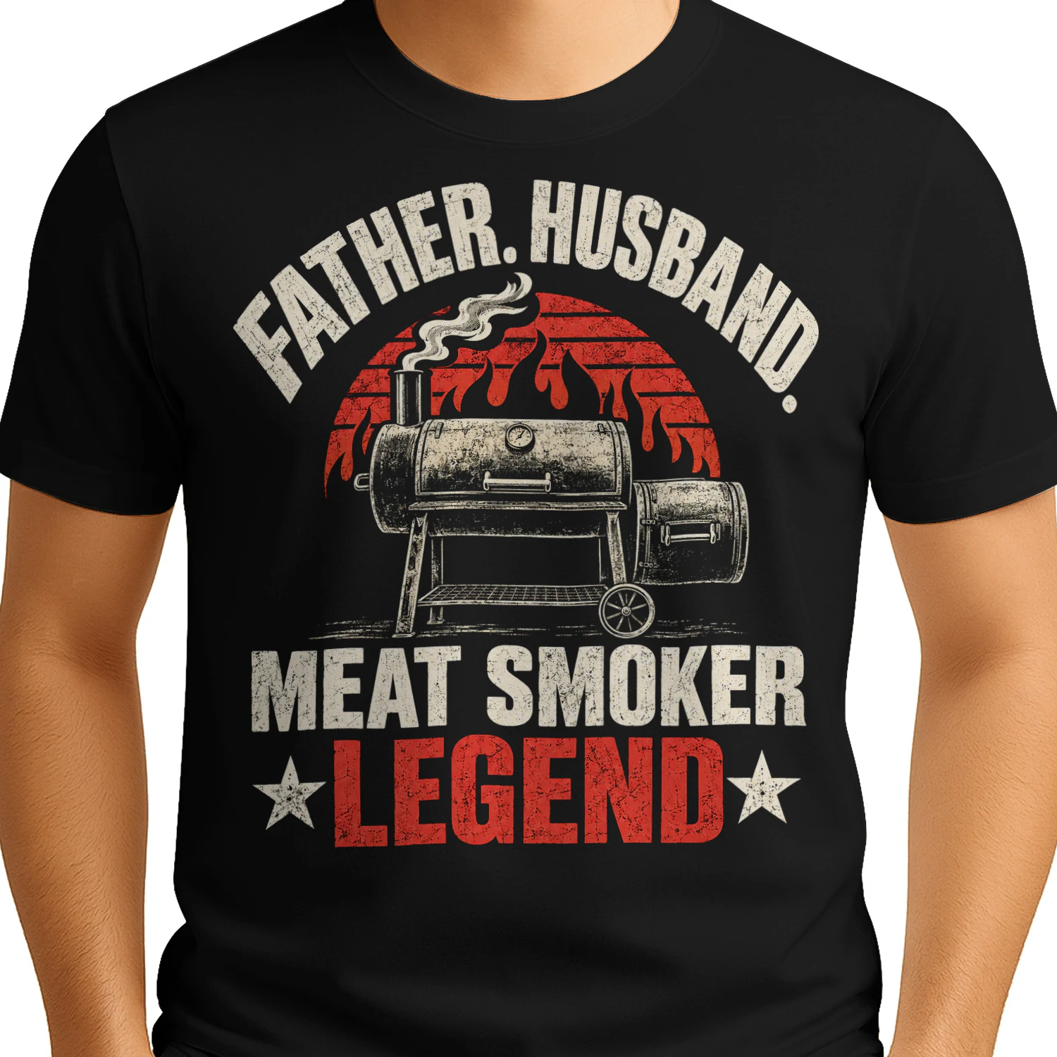 Father Husband Meat Smoker Legend Flag BBQ T Shirt BBQ0023