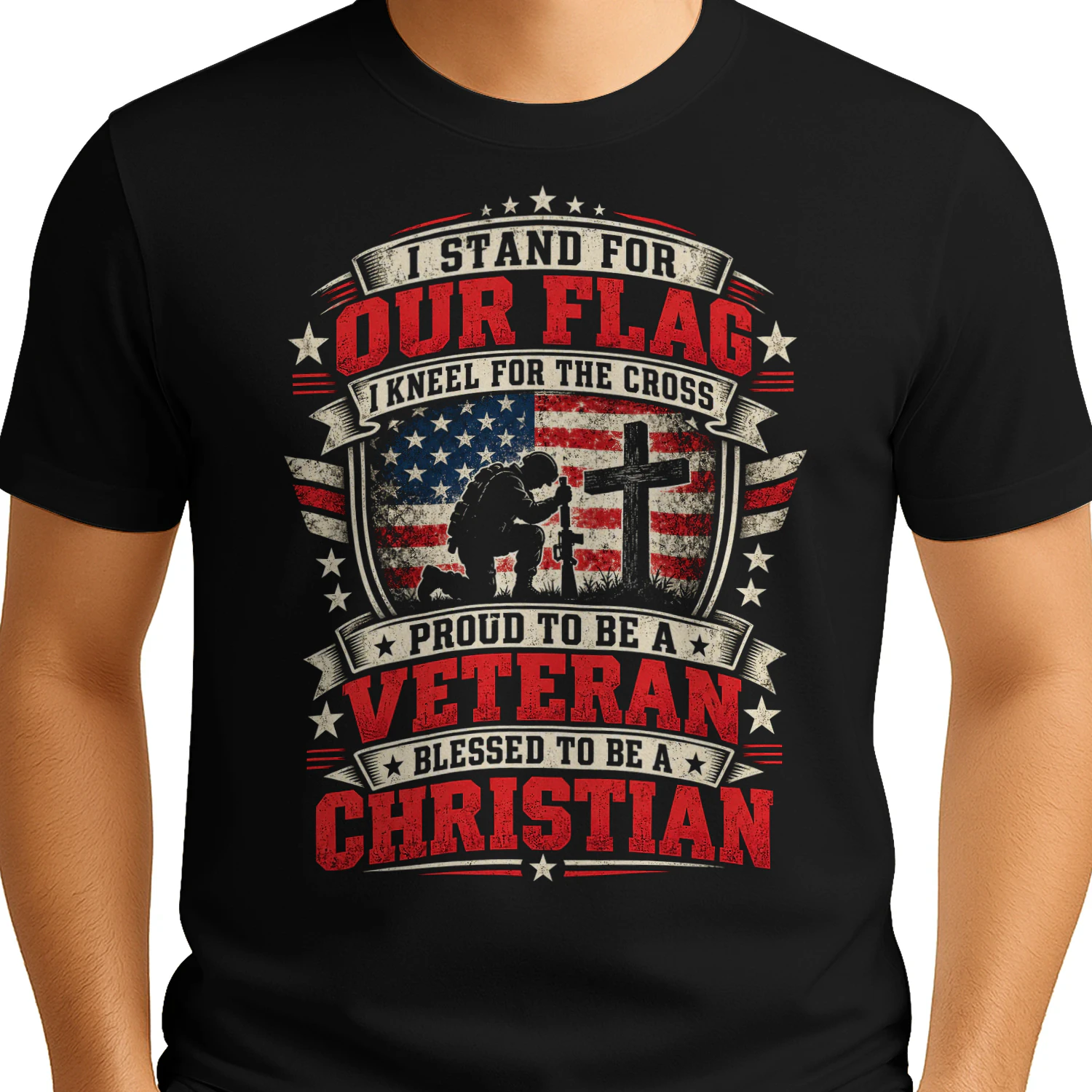 Stand For Our Flag Kneel Cross Veteran T Shirt VET0069