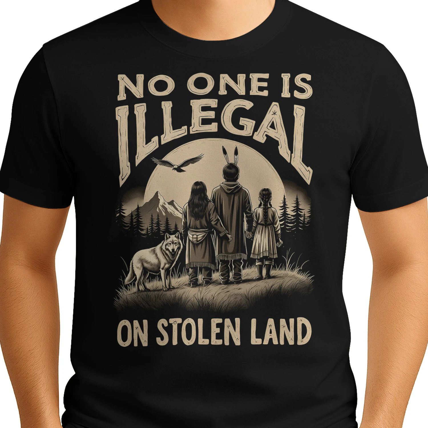 No One Is Illegal Stolen Native American T Shirt NTA0037