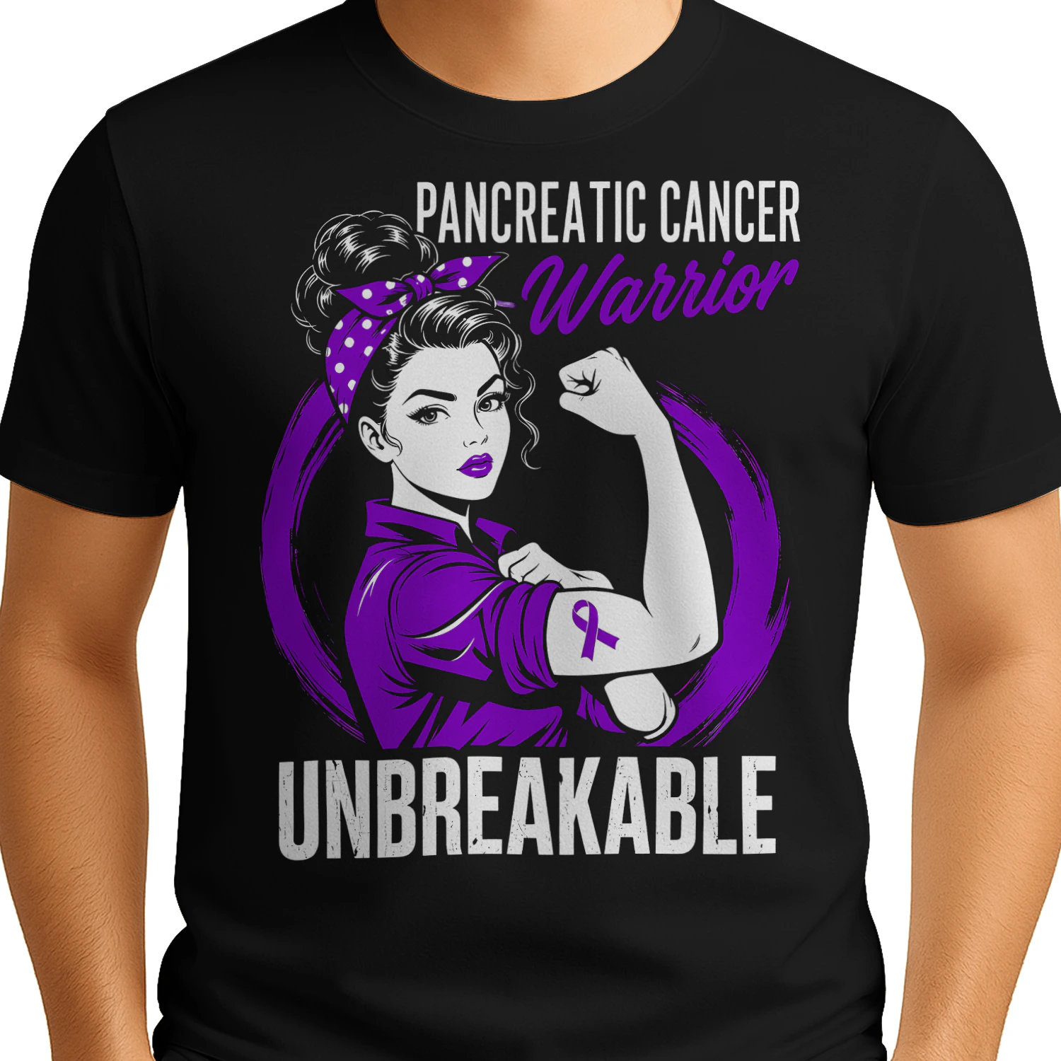 Unbreakable Strong Woman Warrior Pancreatic Cancer T Shirt PCC0083