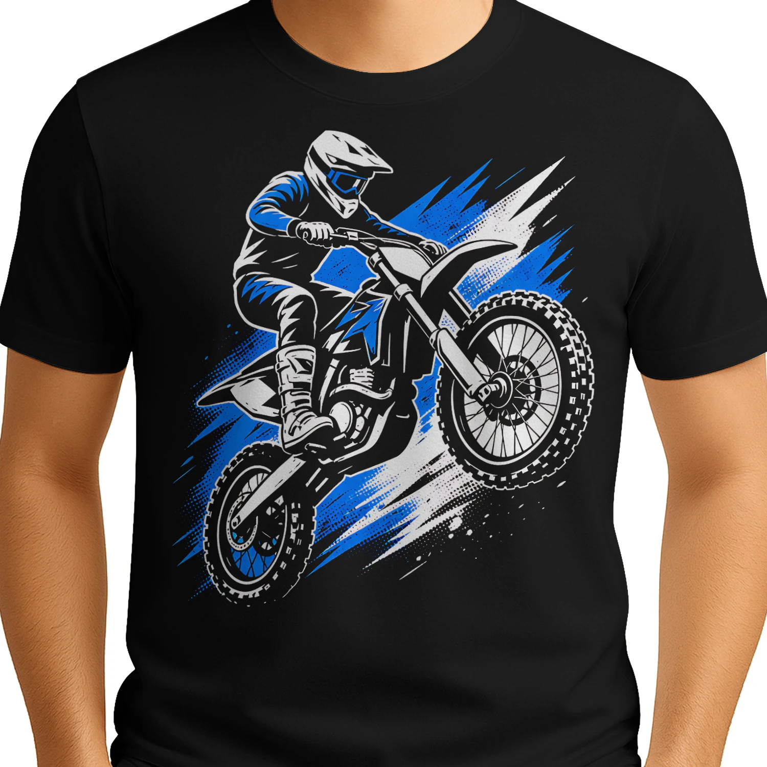 Neon Blue Splash Dirt Bike Motorcross T Shirt MTC0036