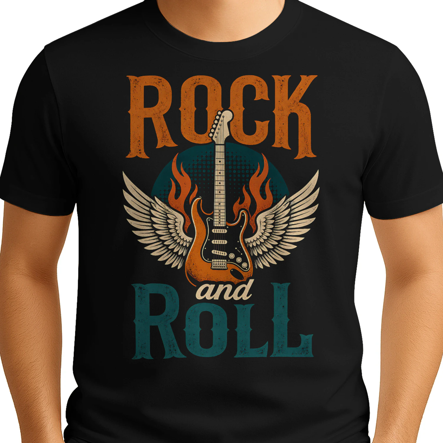 Rock And Roll Crossed Guitars Guitar T Shirt GTR0054