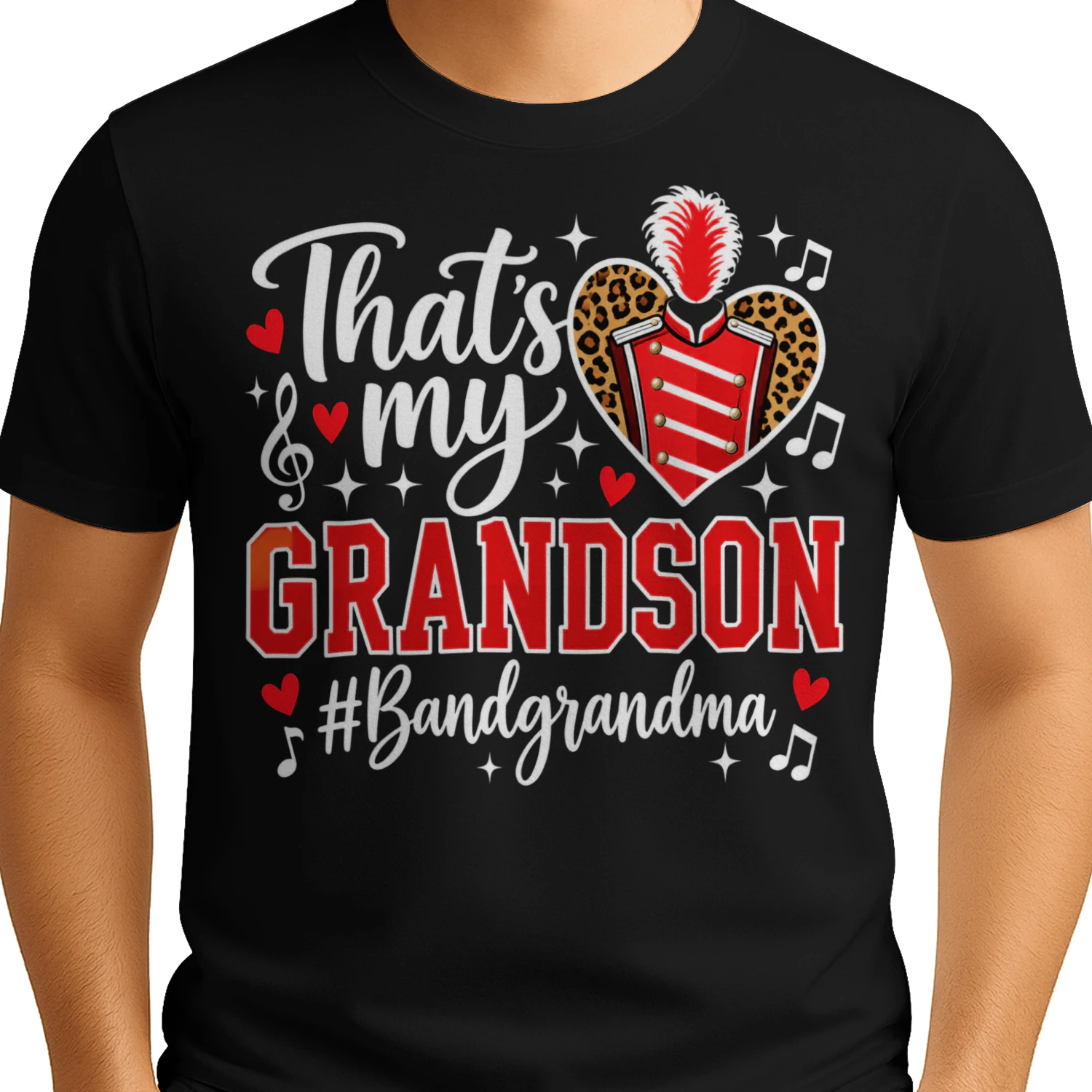 Thats My Grandson Heart Red Matching Band T Shirt MCB0081