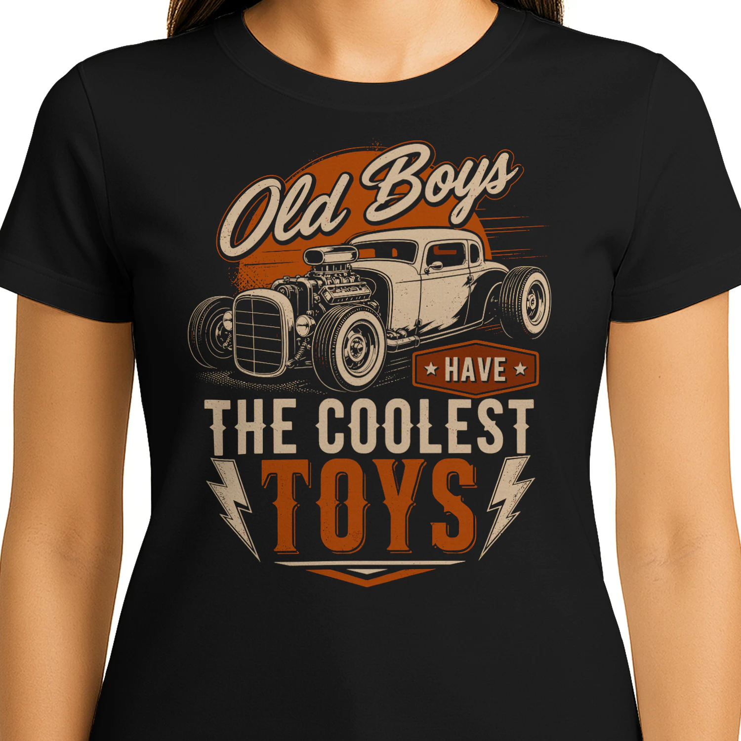 Old Boys Have The Coolest Toys Vintage Classic Rodder Hotrod T Shirt HRD0021