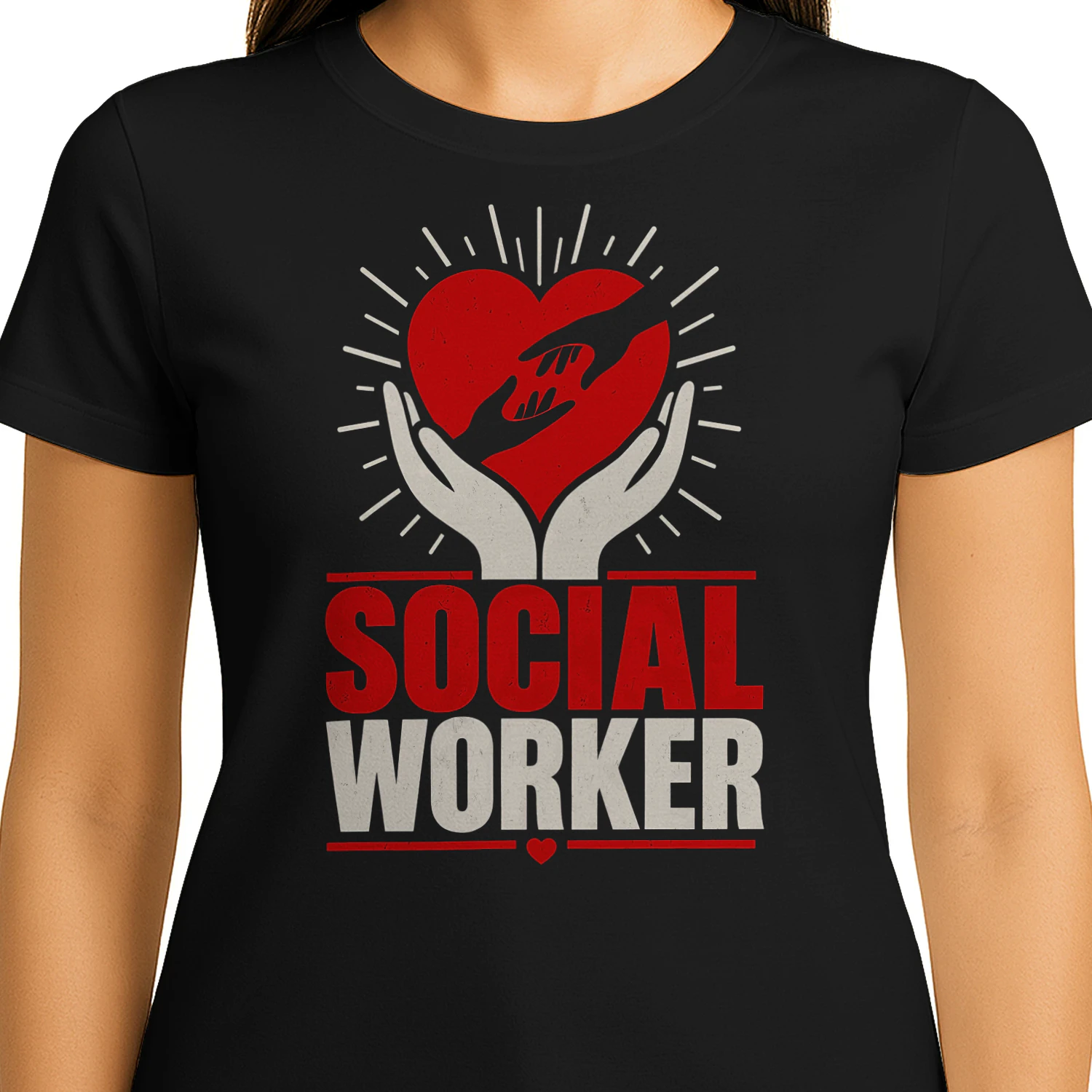 Caring Hands Heart Support Social Worker T Shirt SSW0006