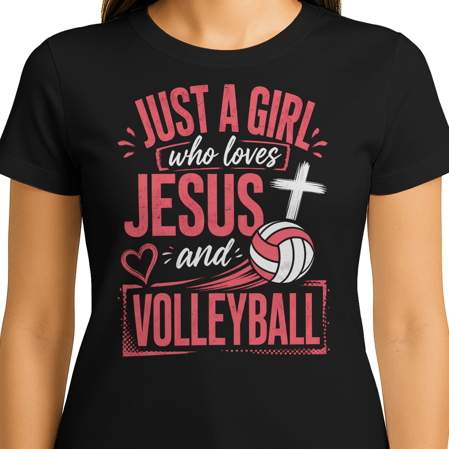 Just A Girl Loves Jesus Volleyball T Shirt VOL0033