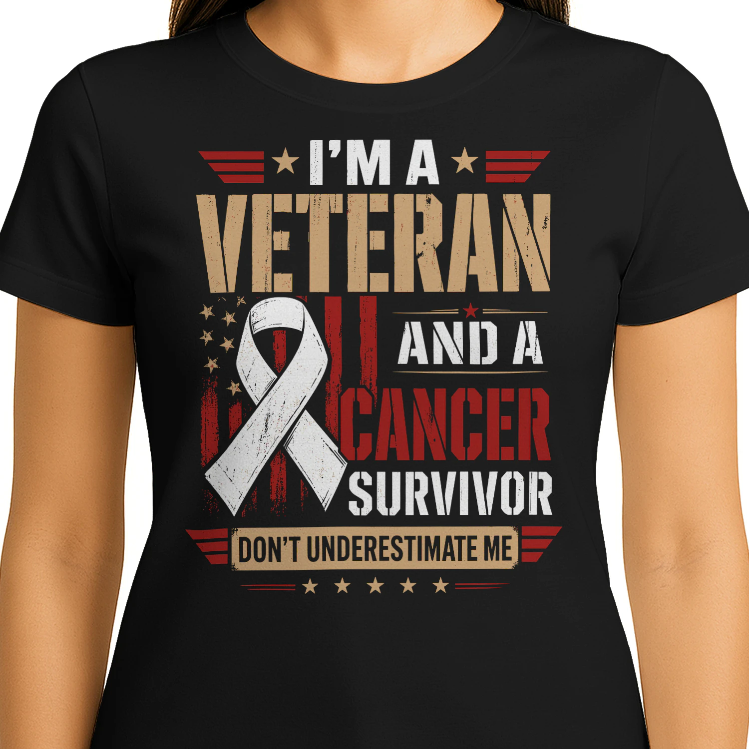 Im A Veteran And A Cancer Survivor Dont Underestimate Me Veteran T Shirt VET0031