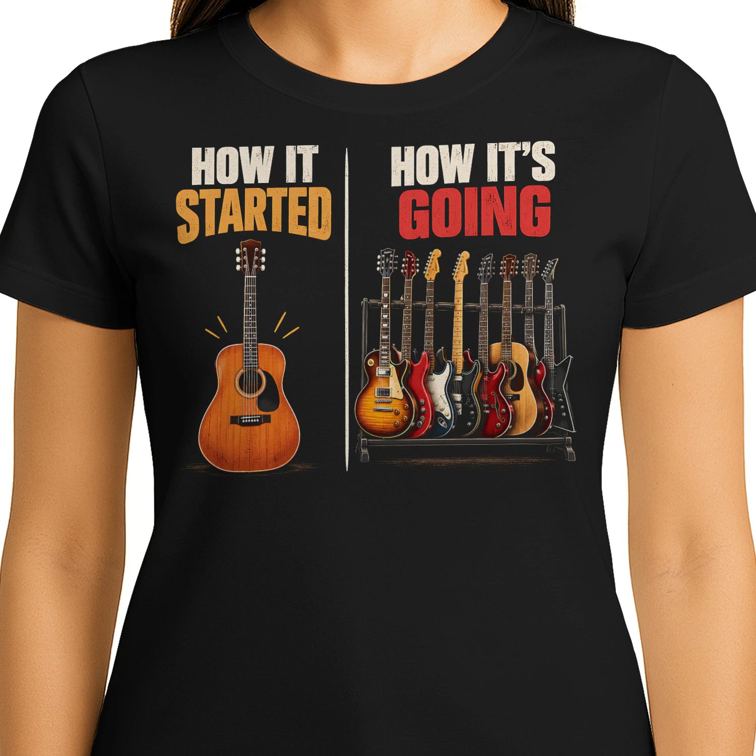 How It Started How Going Guitar T Shirt GTR0013