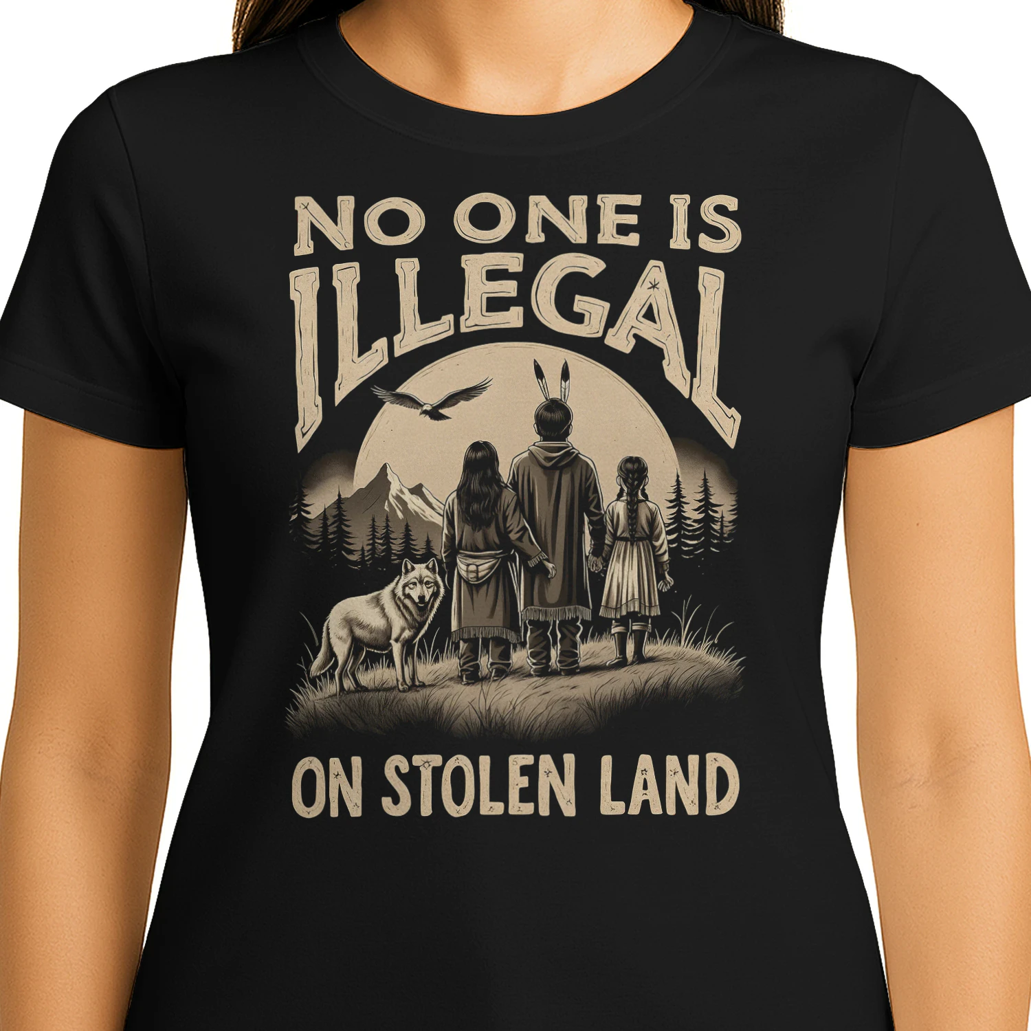 No One Is Illegal Stolen Native American T Shirt NTA0037