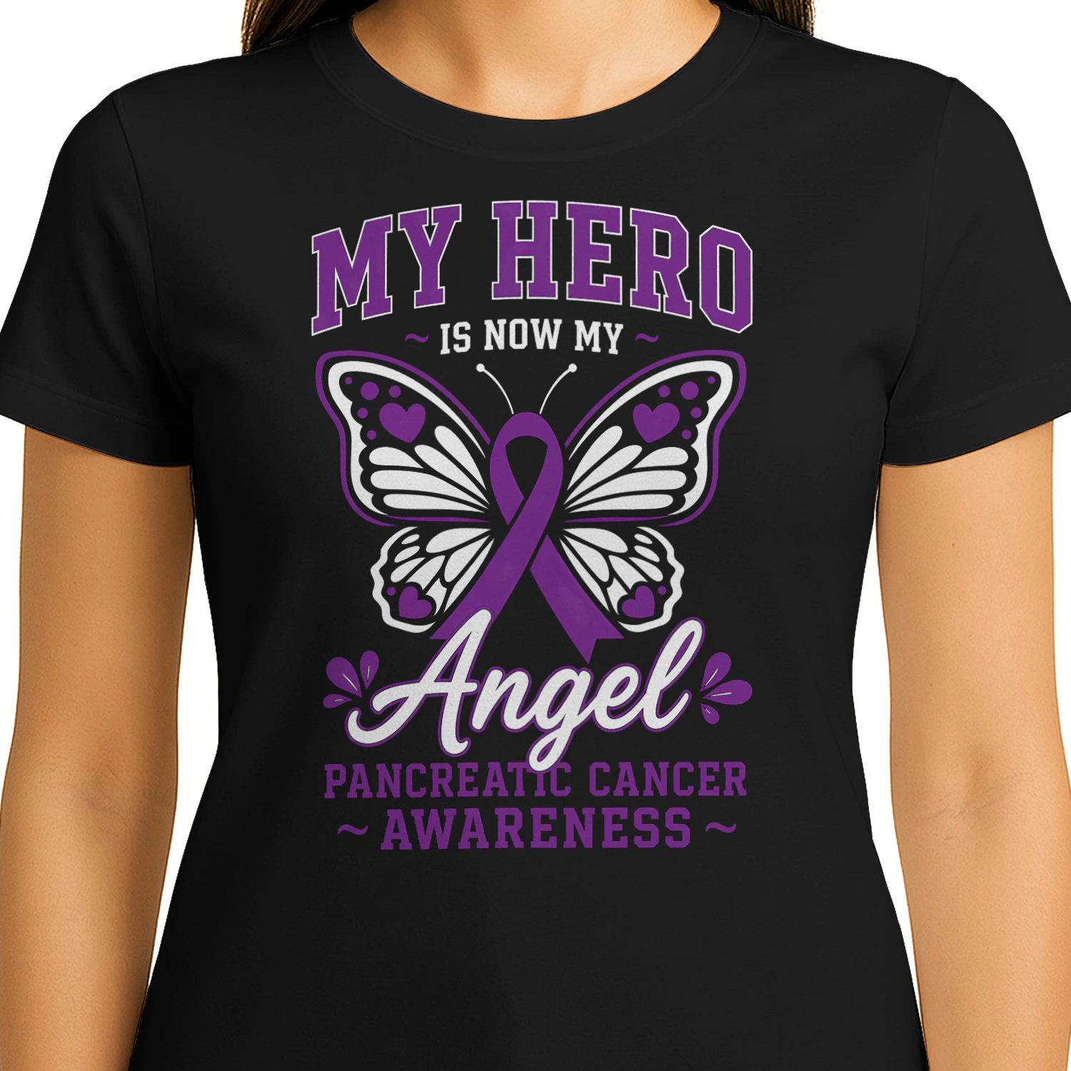 My Hero Is My Angel Pancreatic Cancer T Shirt PCC0062