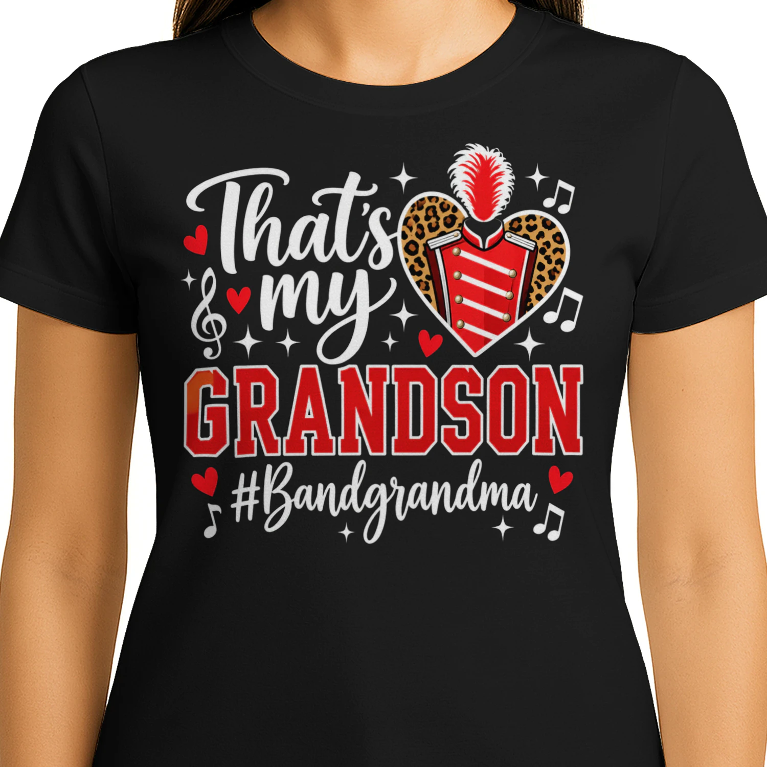 Thats My Grandson Heart Red Matching Band T Shirt MCB0081