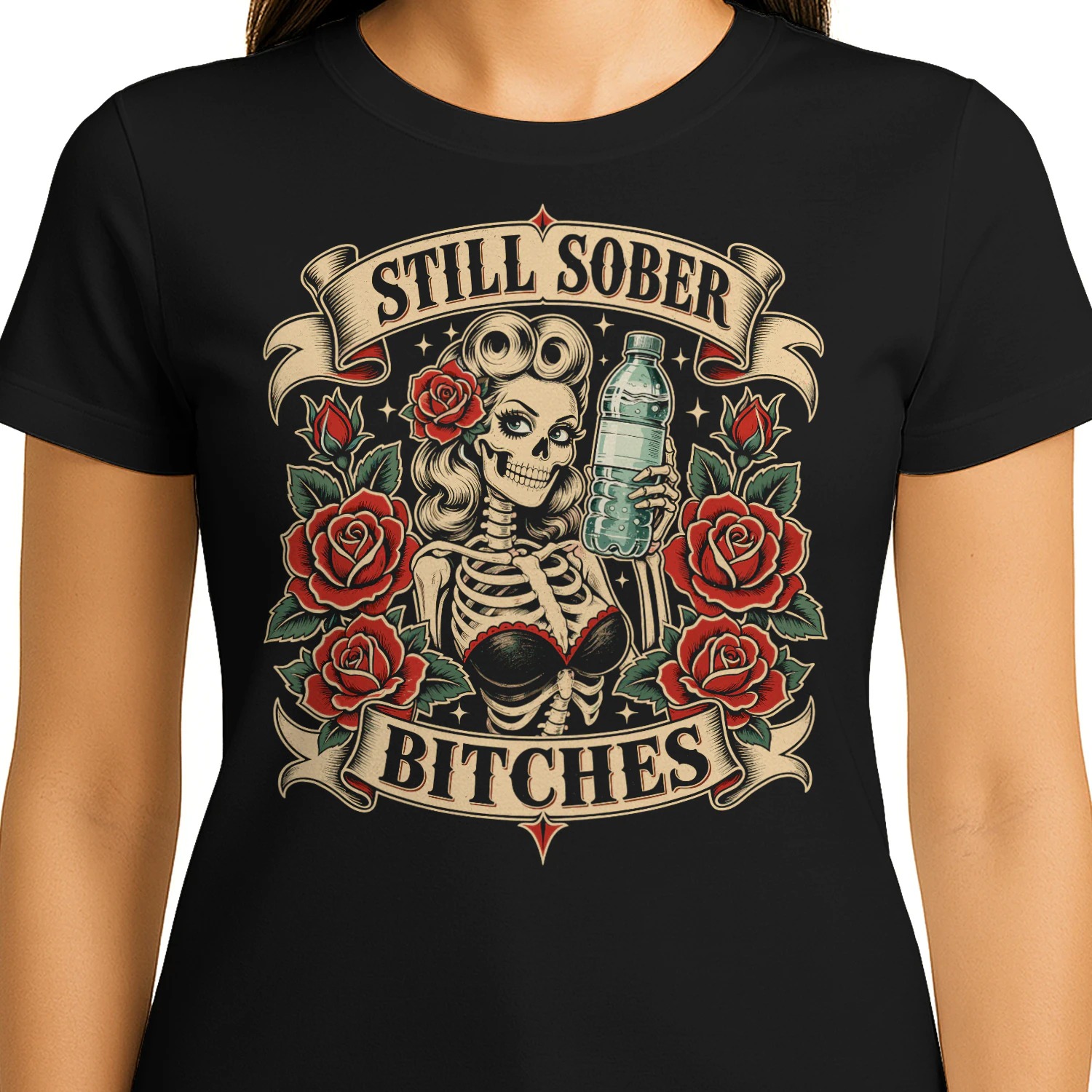 Still Sober B Tches Funny Sobriety Skeleton Aa Na Sobriety T Shirt SOB0022