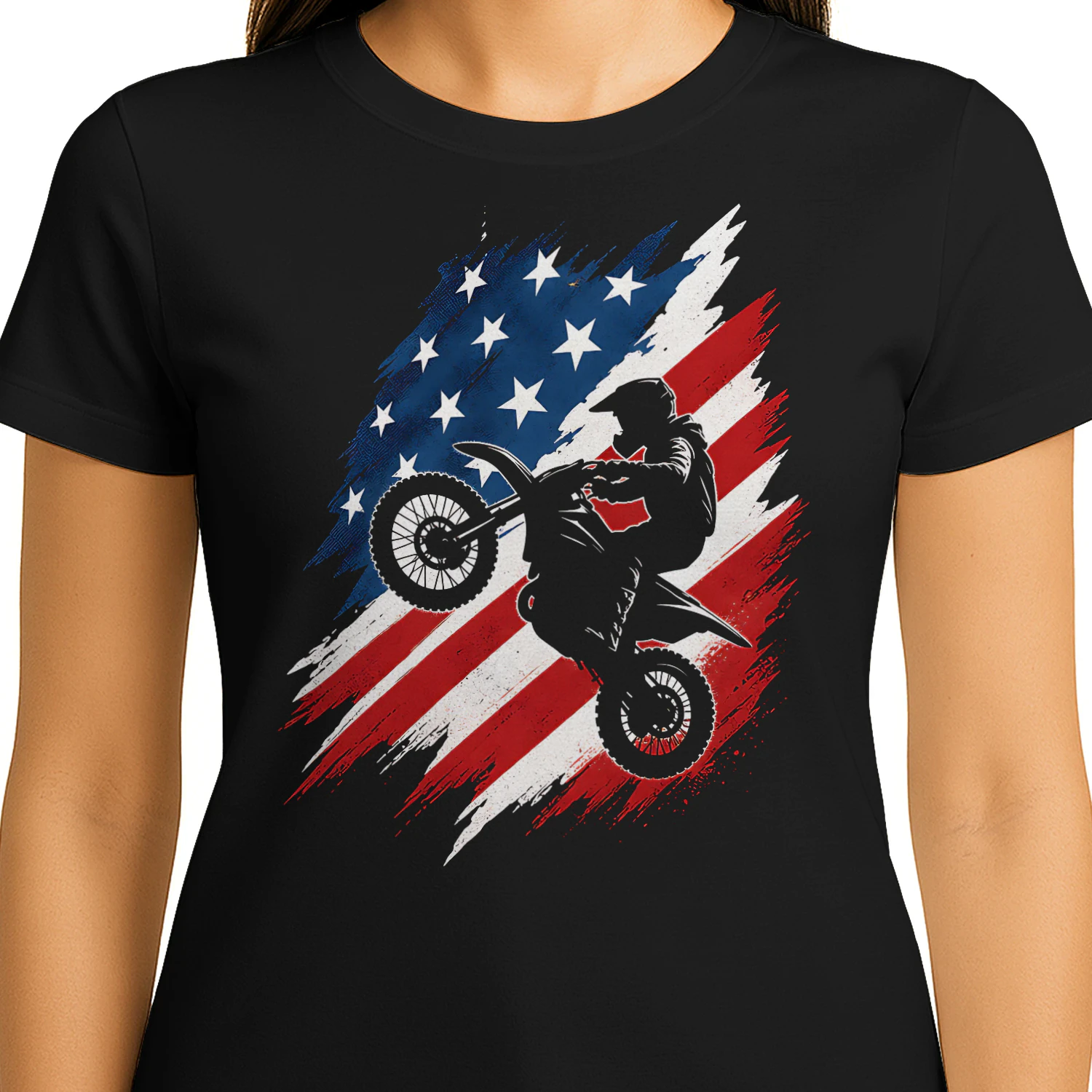 American Flag Jump Stunt Rider Motorcross T Shirt MTC0003