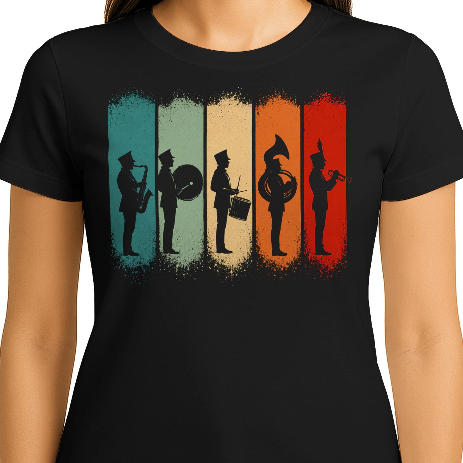 Retro Vintage Musician Silhouette Marching Band T Shirt MCB0072