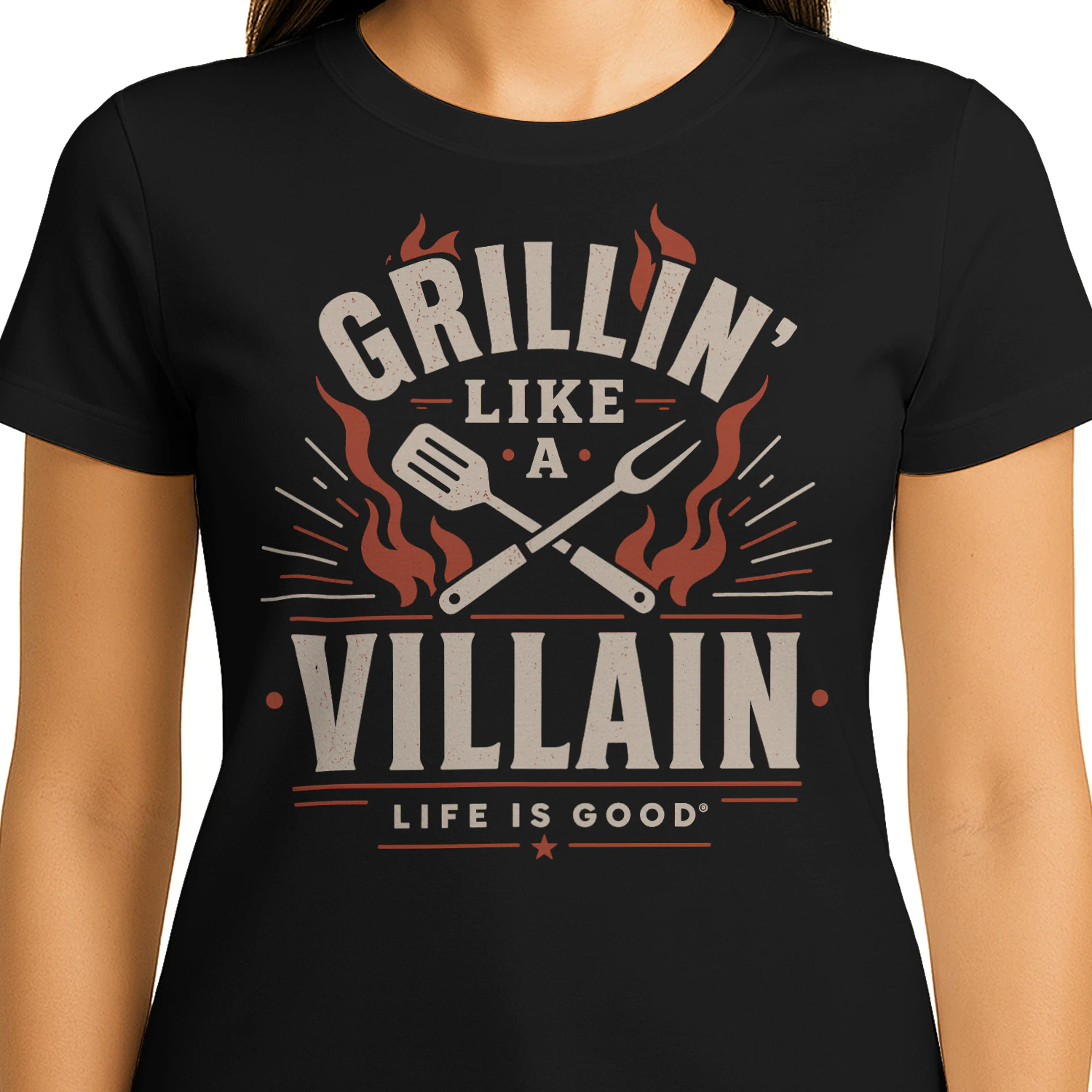 Grillin Like A Villain Retro Cookout Grill Master Life Is Good BBQ T Shirt BBQ0029