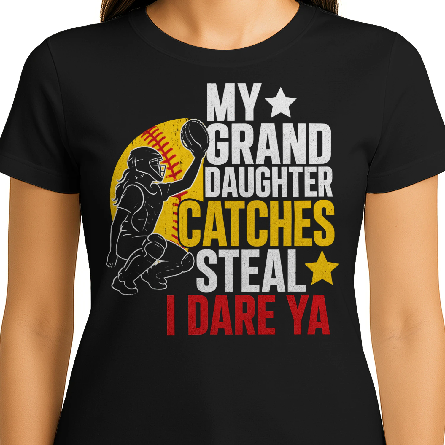 Granddaughter Catches Steal Dare Ya Softball T Shirt GRP0050