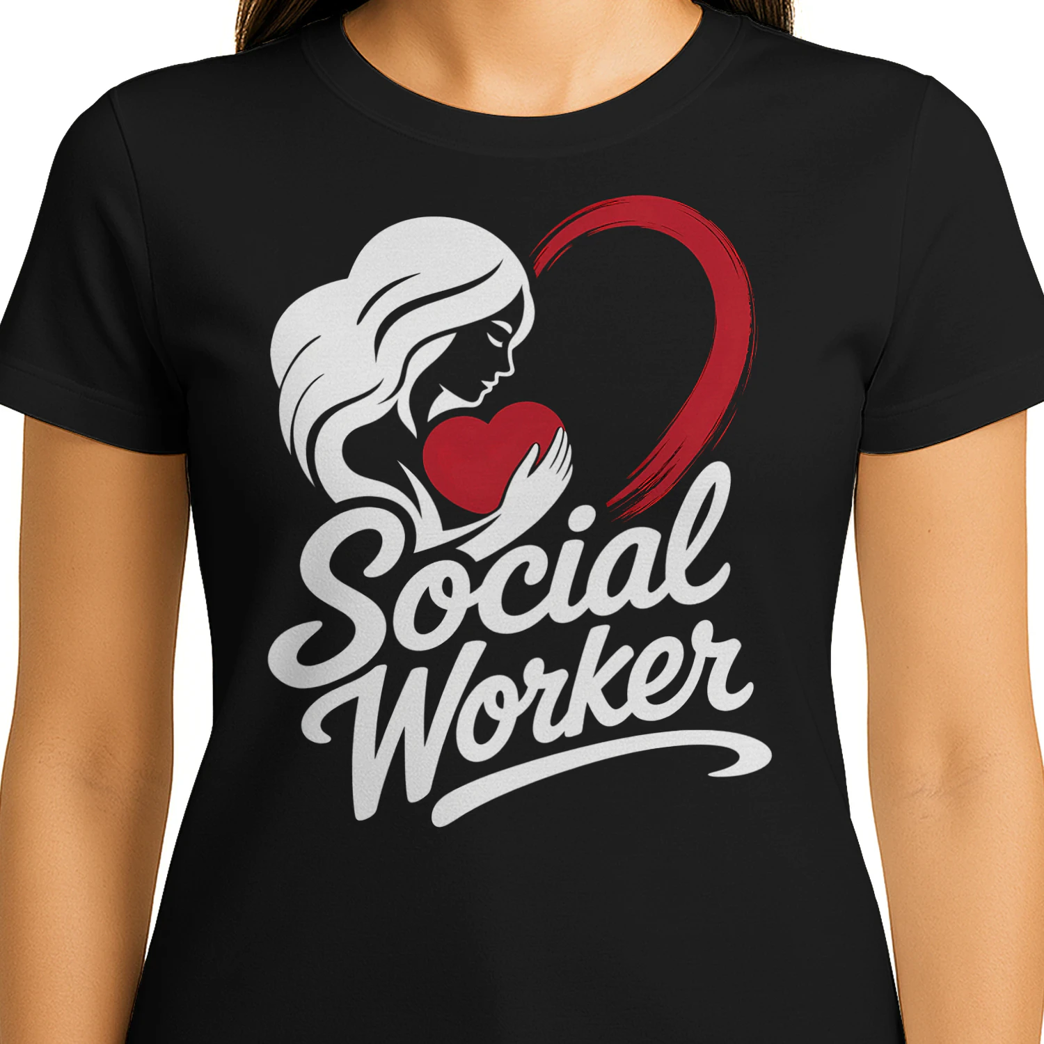 Woman Holding Heart Loving Social Worker T Shirt SSW0038