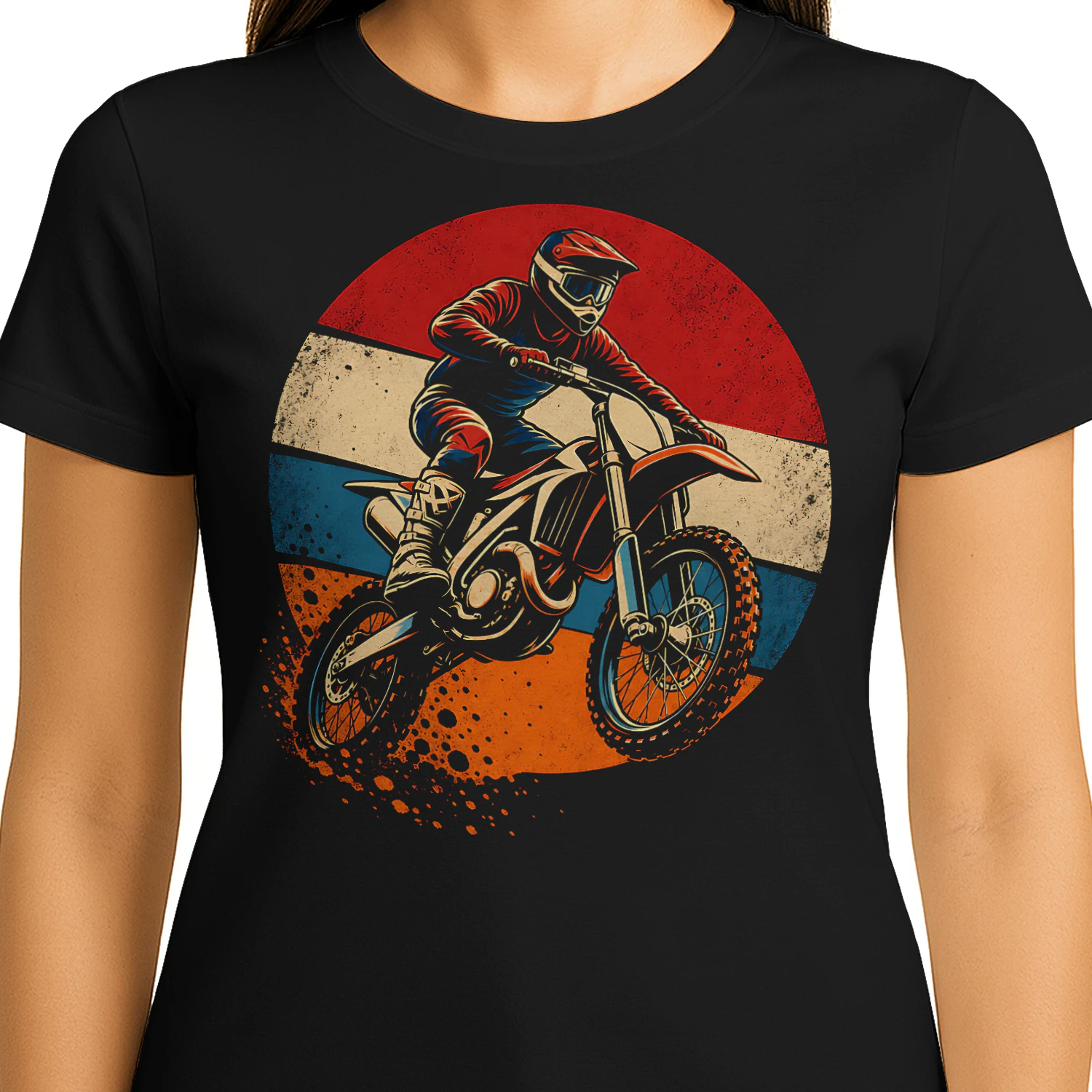 Retro Sunset Rider In Air Motorcross T Shirt MTC0043