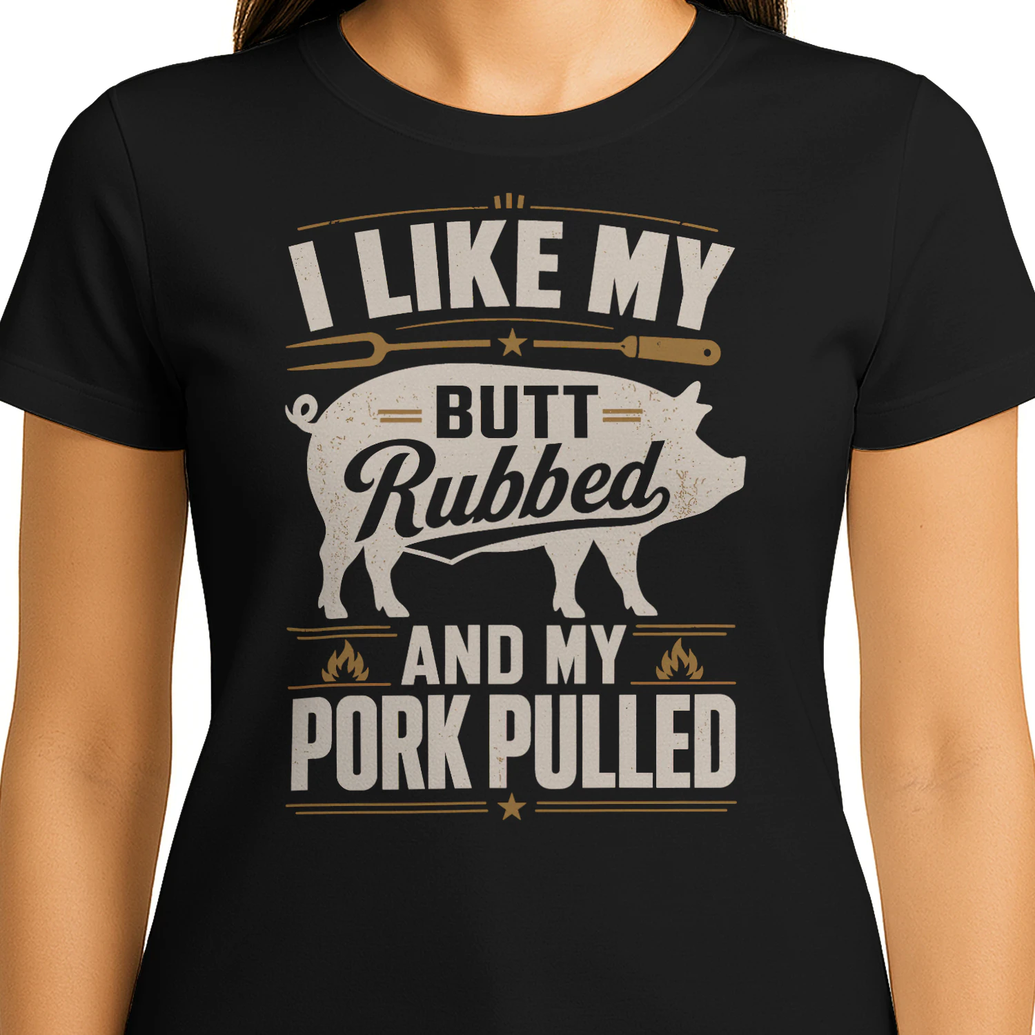 Vintage I Like My Butt Rubbed And My Pork Pulled BBQ T Shirt BBQ0081