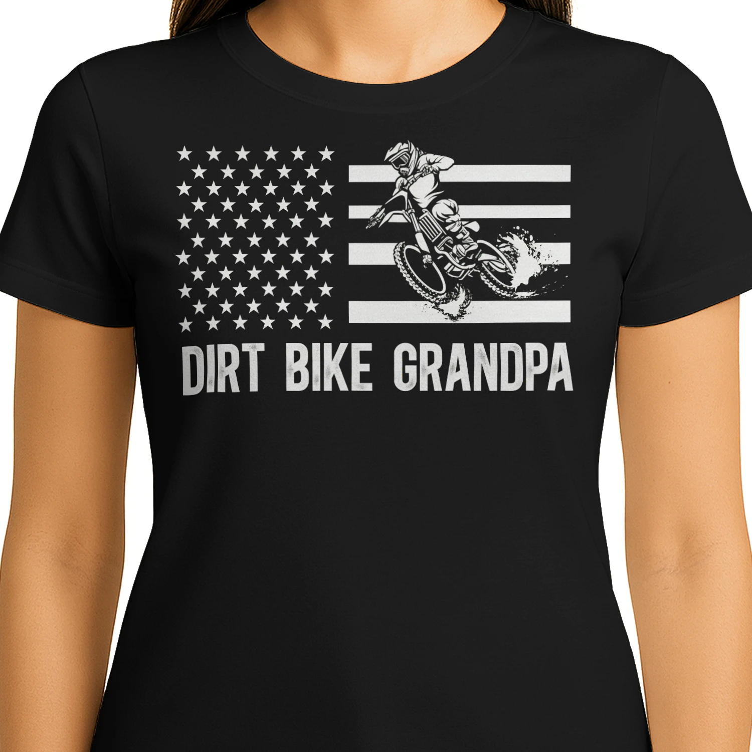 Dirt Bike Grandpa American Flag Motorcross T Shirt MTC0011