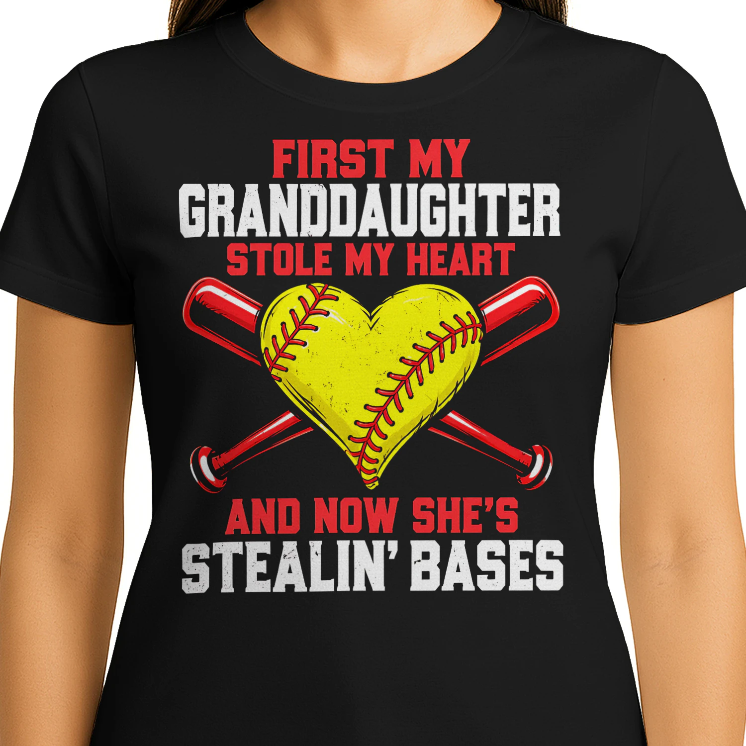 Granddaughter Stole Heart Stealin Bases Softball T Shirt GRP0051