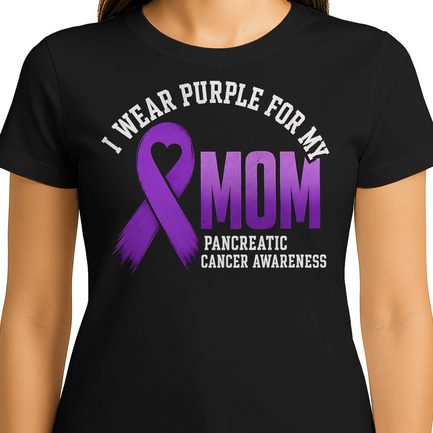 Purple Ribbon For My Mom Pancreatic Cancer T Shirt PCC0074
