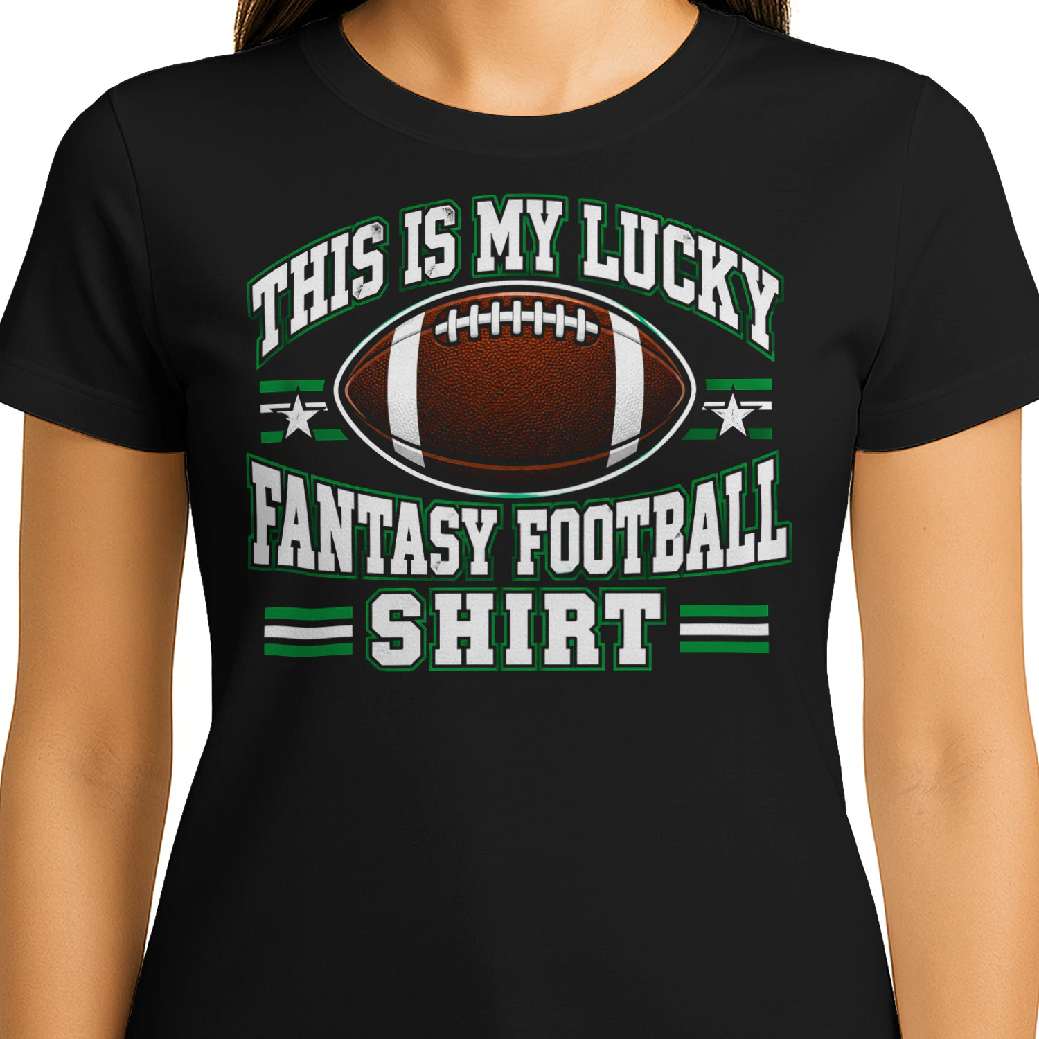 Lucky Fantasy Football Retro Badge Football T Shirt FOB0059