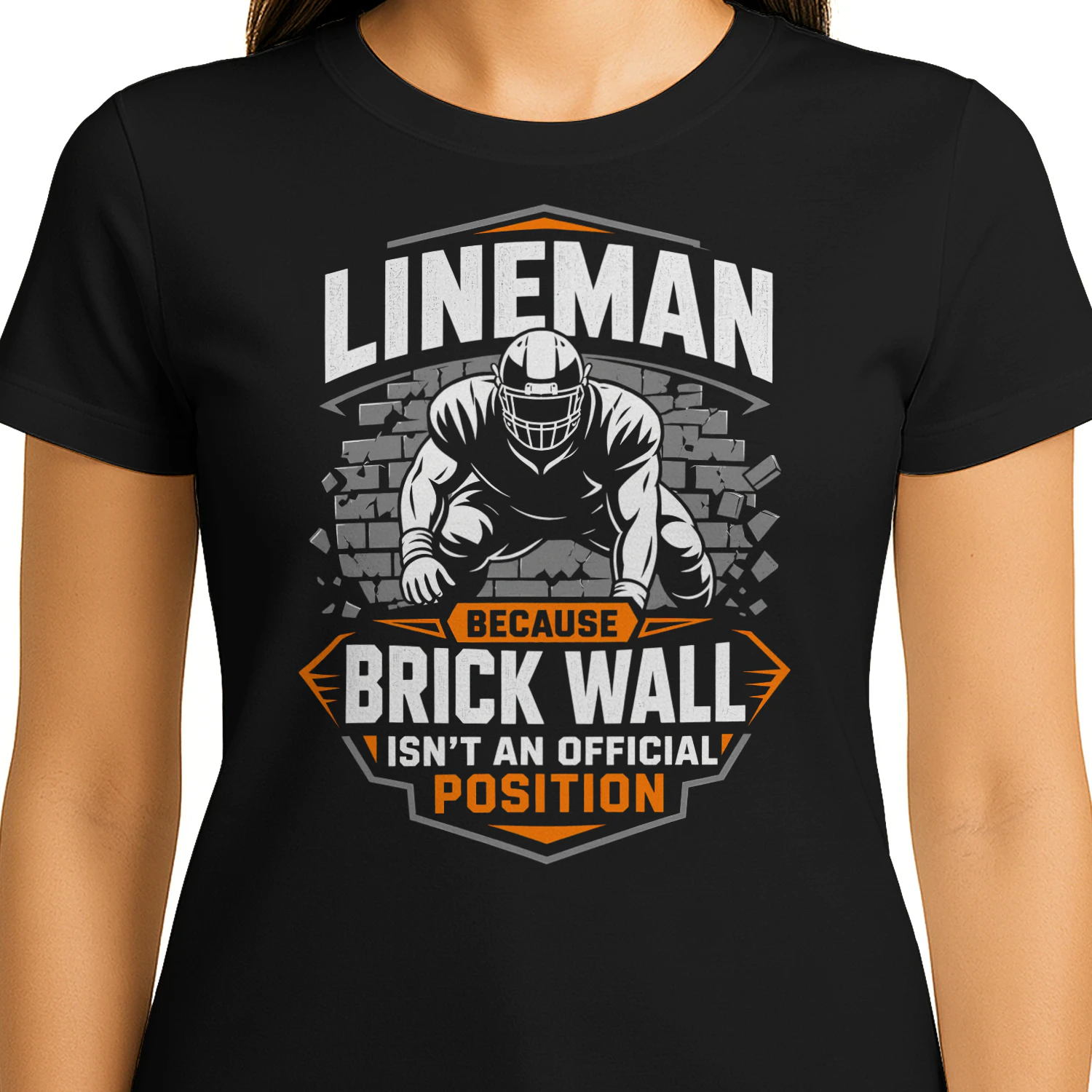 Lineman Brick Wall Funny American Football T Shirt FOB0053