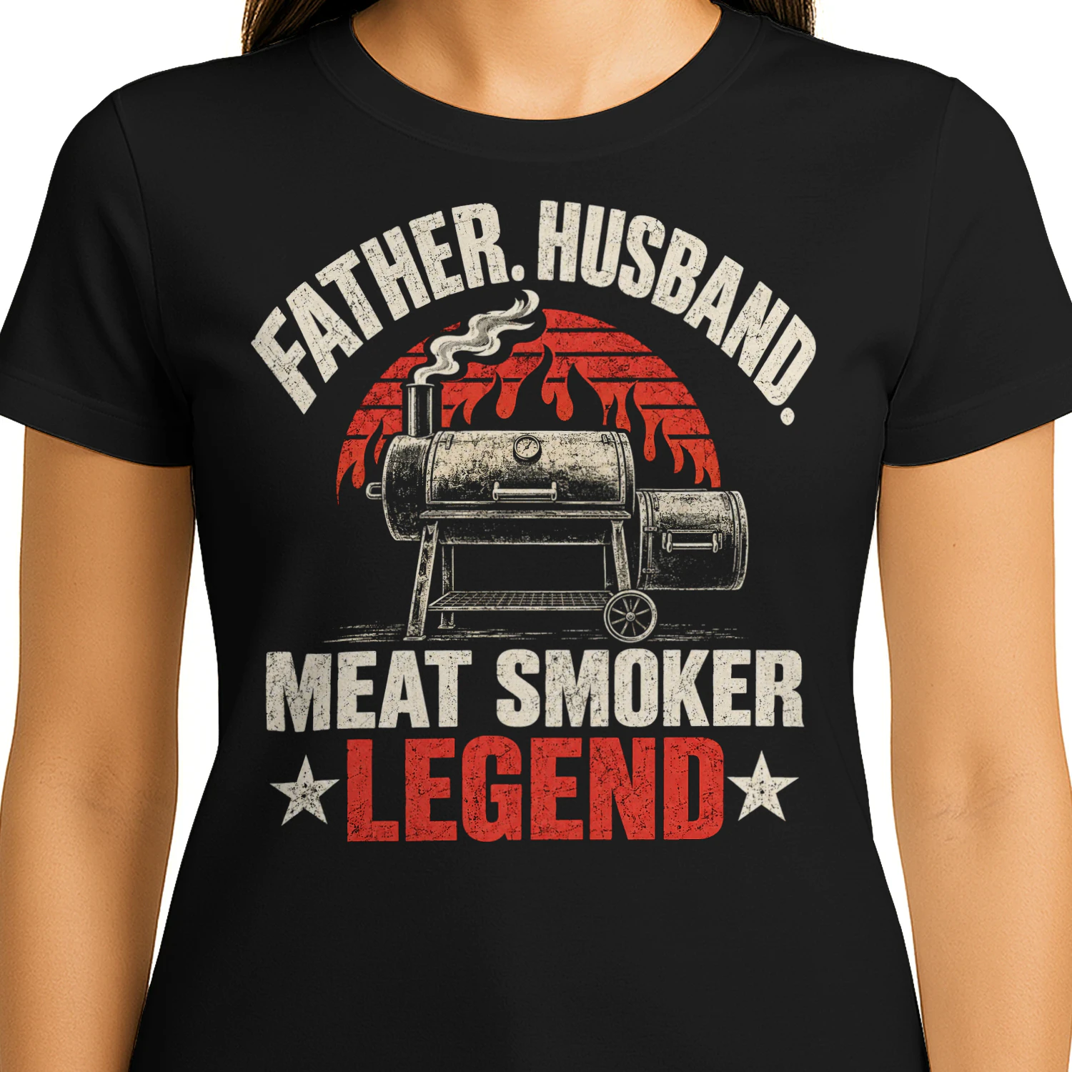 Father Husband Meat Smoker Legend Flag BBQ T Shirt BBQ0023