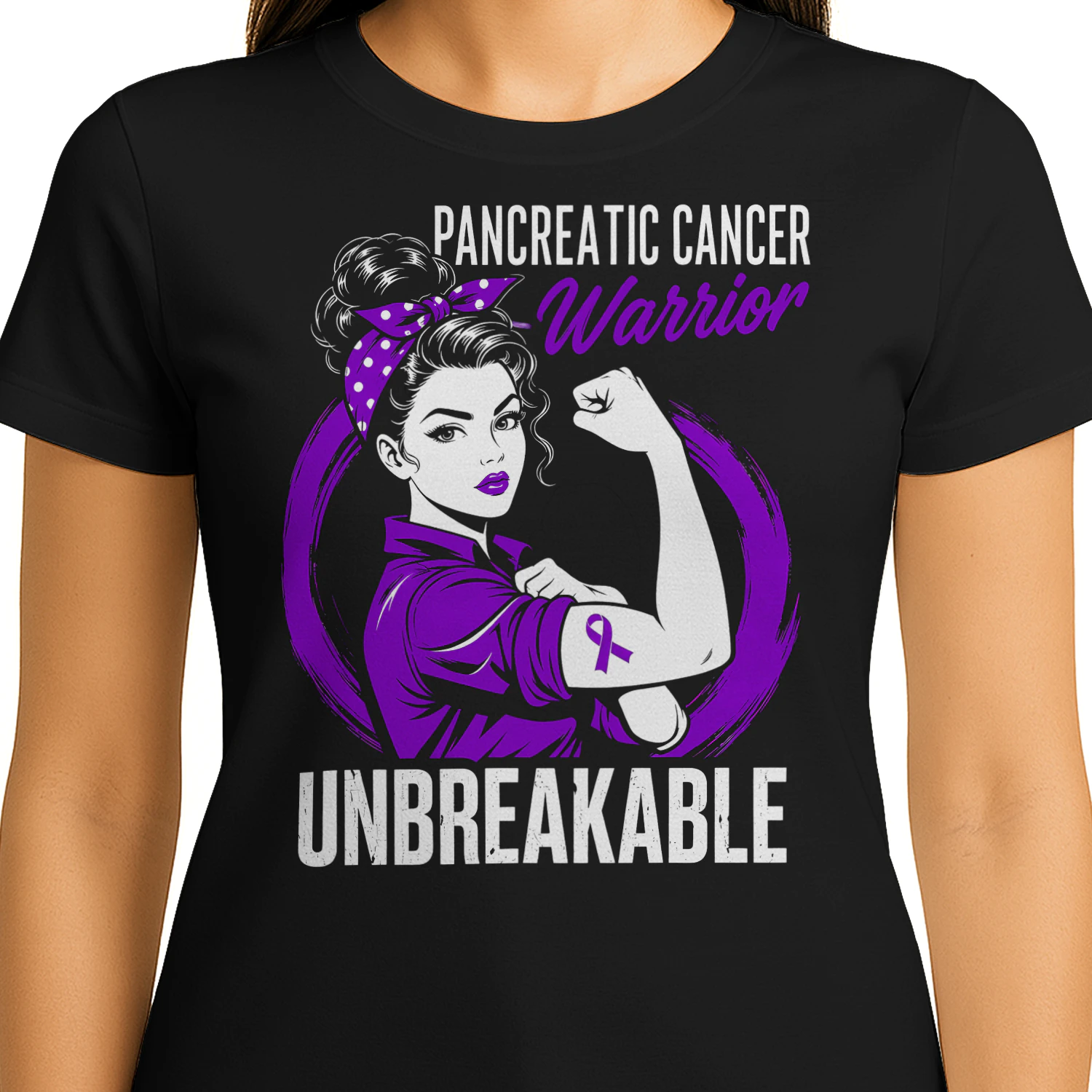 Unbreakable Strong Woman Warrior Pancreatic Cancer T Shirt PCC0083