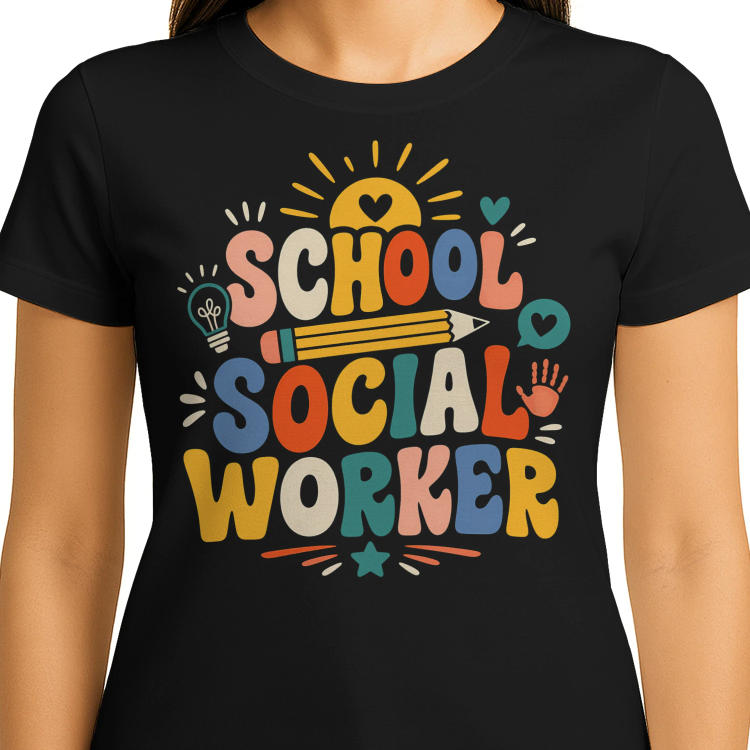 Retro Groovy School Social Worker T Shirt SSW0026