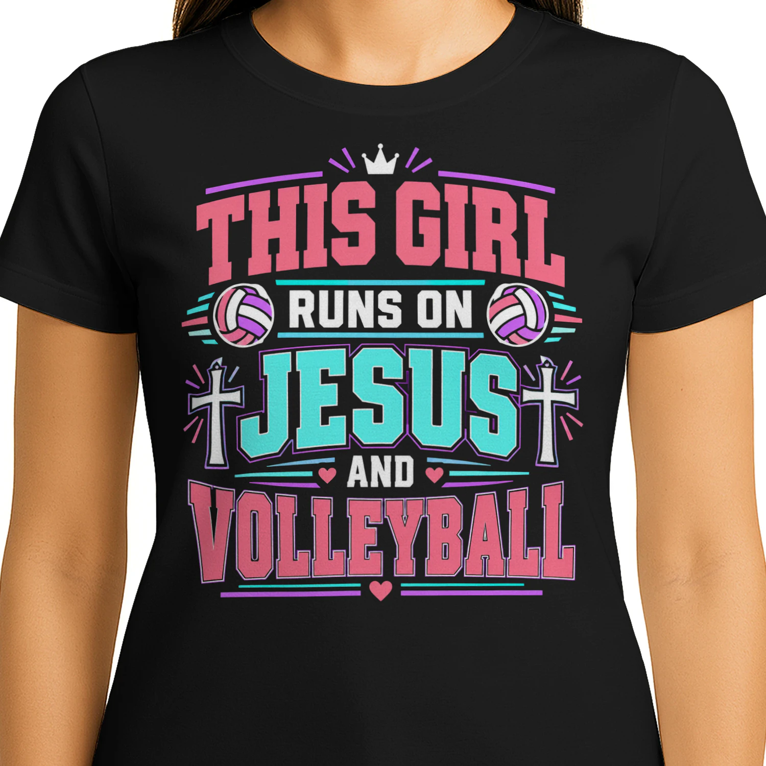 Girl Runs Jesus And Volleyball Volleyball T Shirt VOL0020
