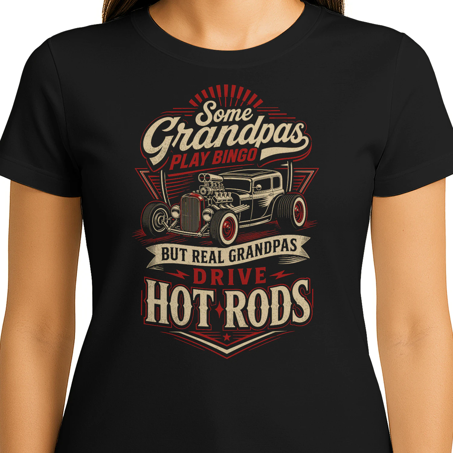Vintage Some Grandpas Play Bingo Real Grandpas Drive Hot Rods Hotrod T Shirt HRD0029