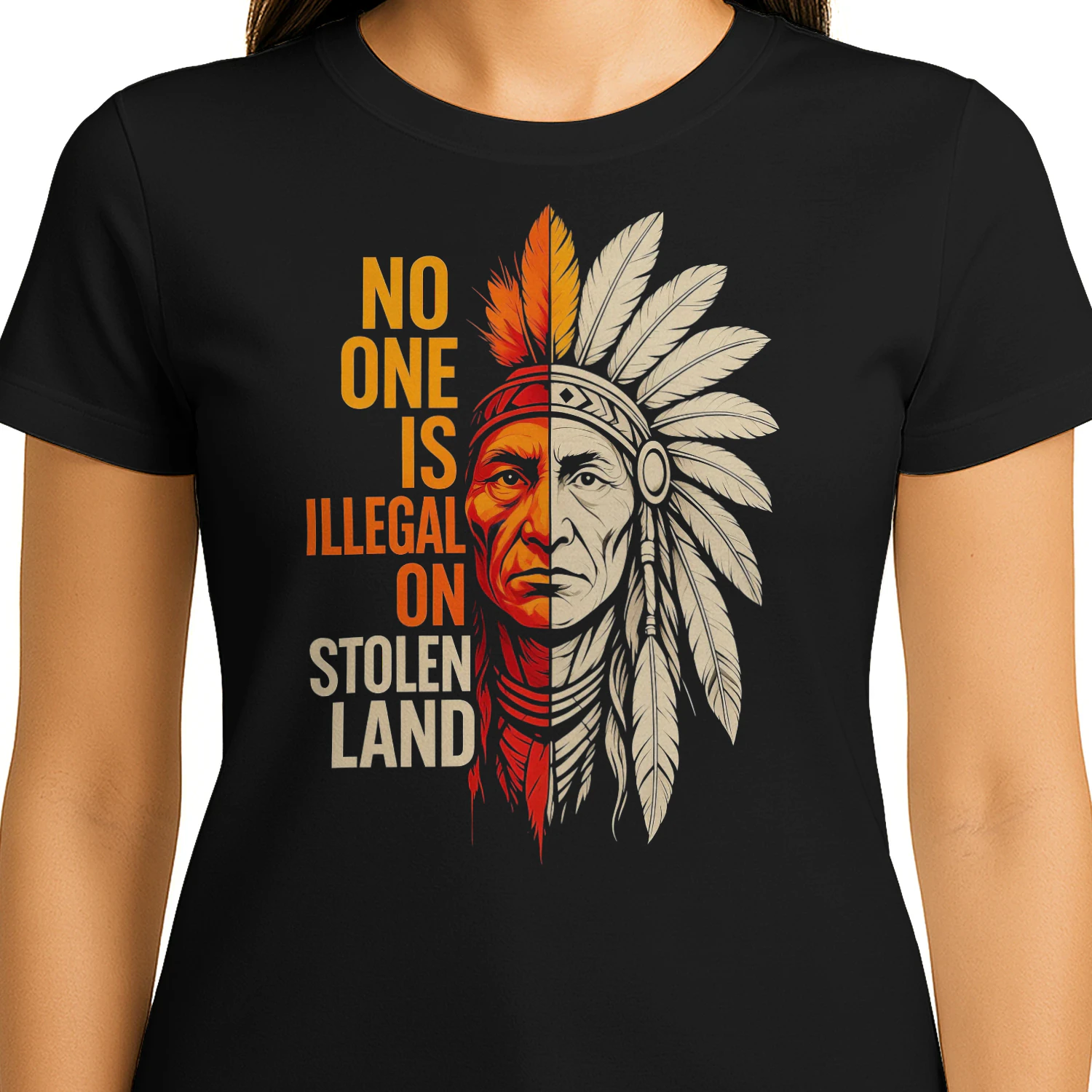 Illegal On Stolen Land Native American T Shirt NTA0022