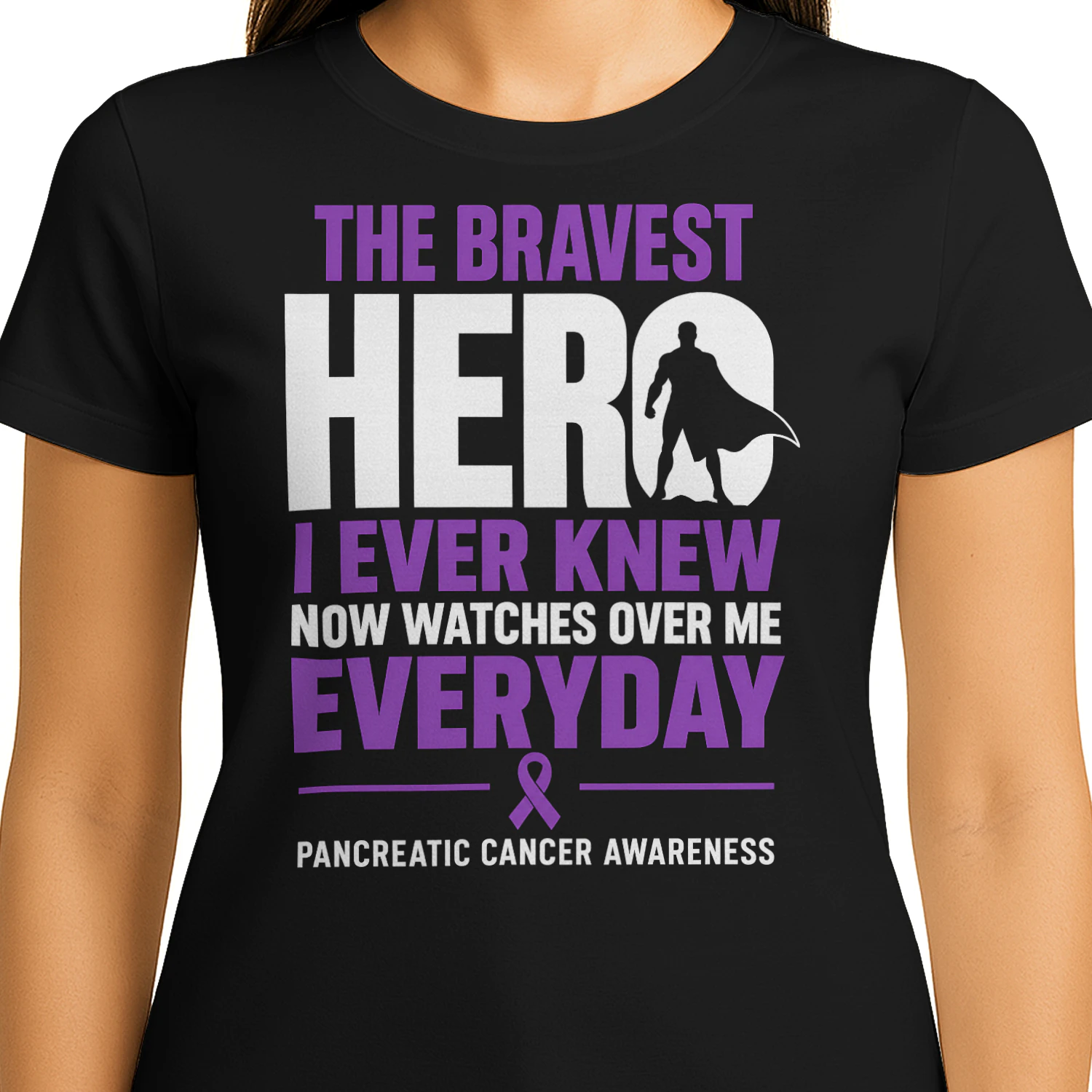 The Bravest Hero Watches Over Me Pancreatic Cancer T Shirt PCC0081