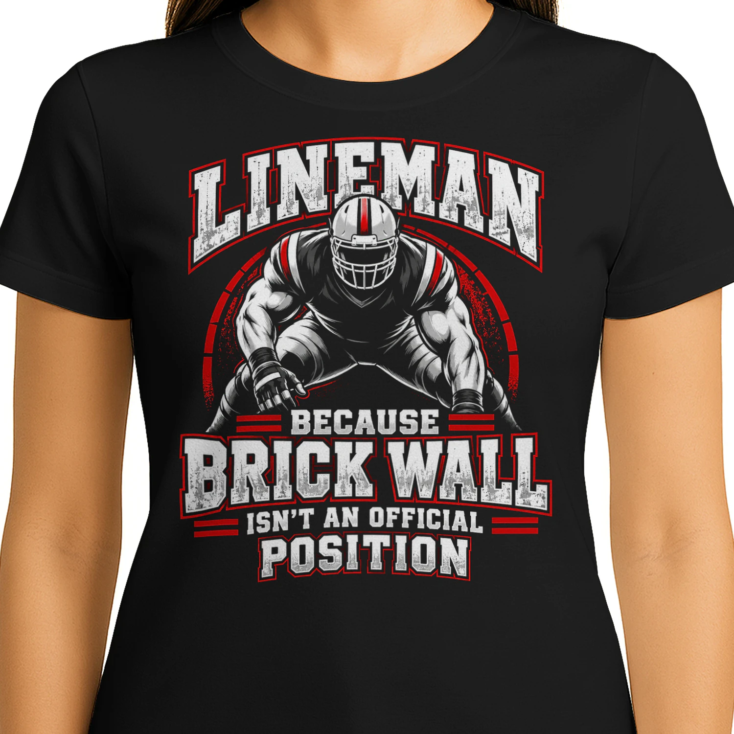 Lineman Brick Wall Official Position Football T Shirt FOB0054