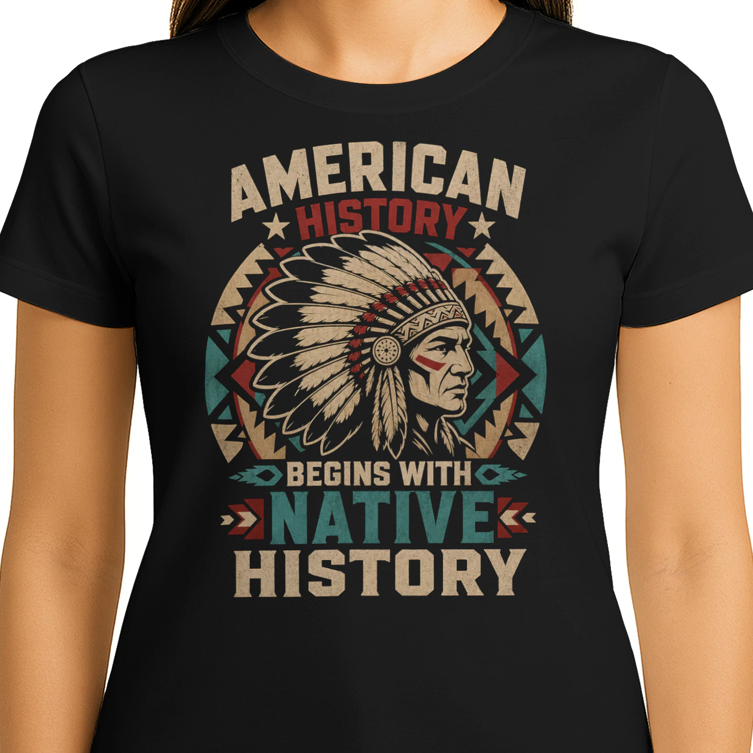 American History Begins Native American T Shirt NTA0006