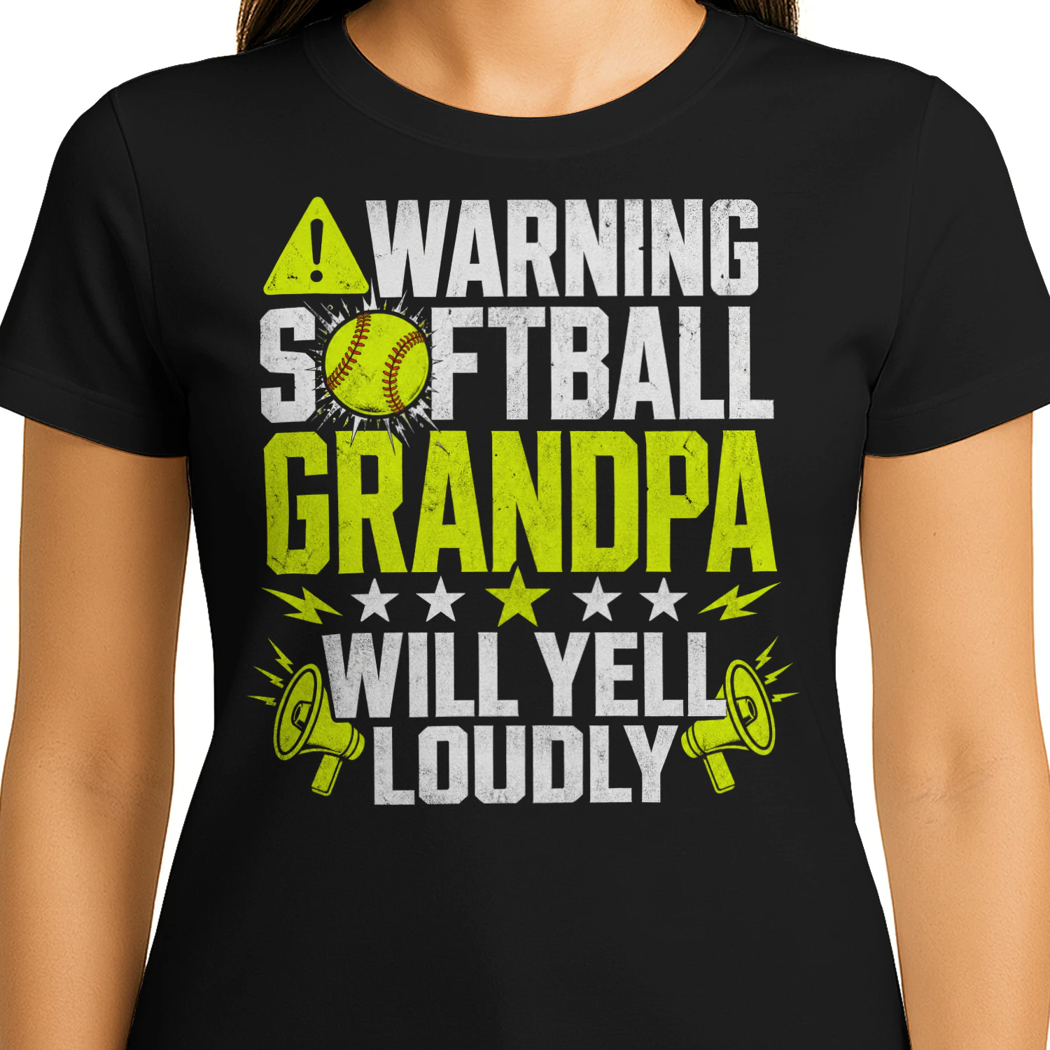 Warning Softball Grandpa Yell Loudly Softball T Shirt GRP0127