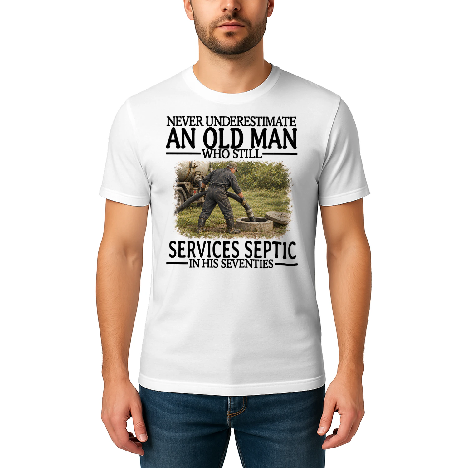 Services Septic Old Man In His Seventies Septic Work T Shirt AOM0329
