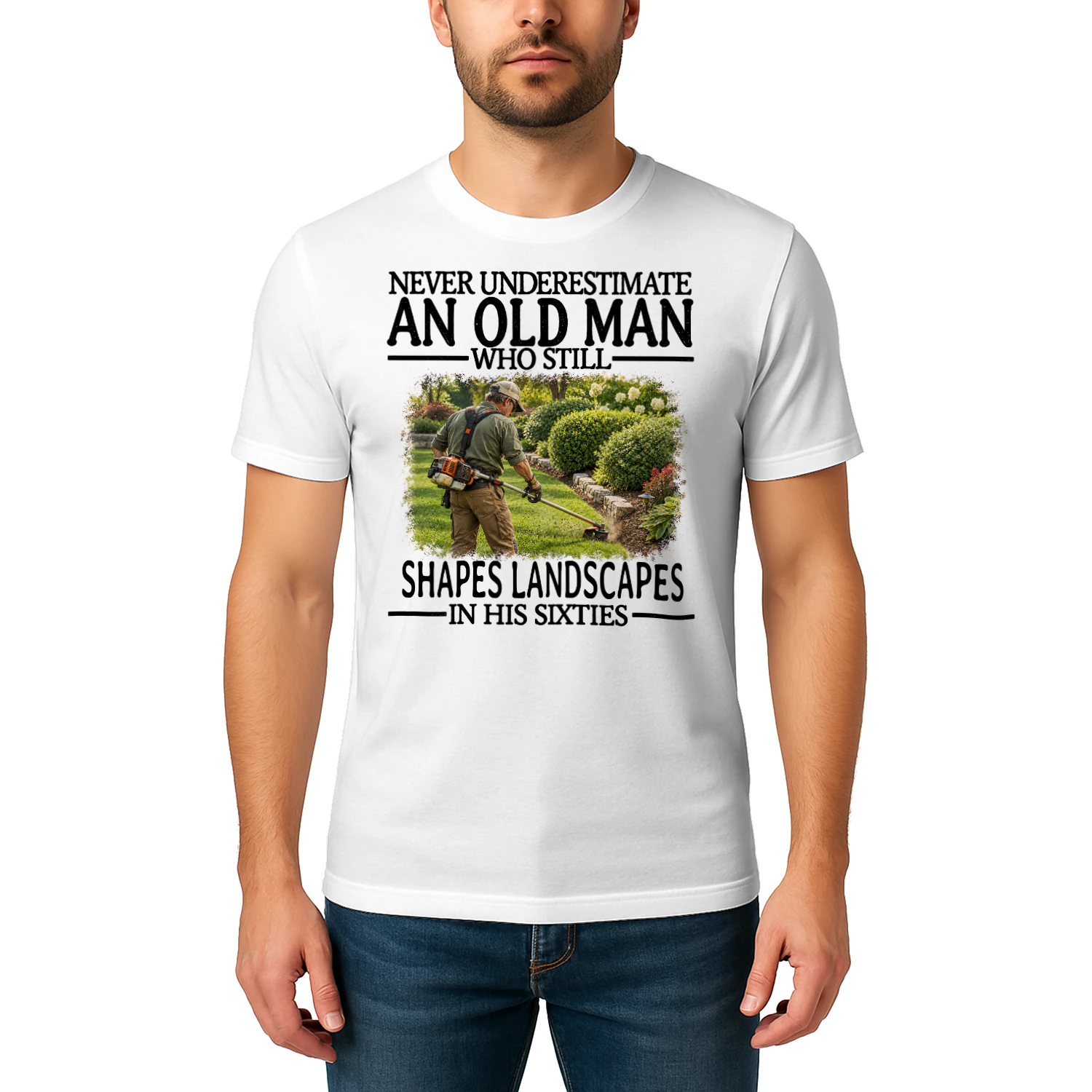 Shapes Landscapes Old Man In His Sixties Landscaping T Shirt AOM0445