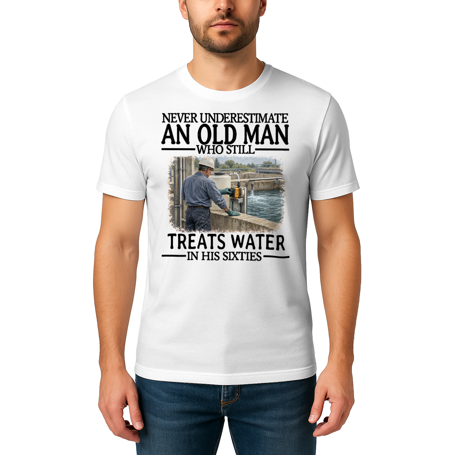 Treats Water Old Man In His Sixties Water Treatment T Shirt AOM0451